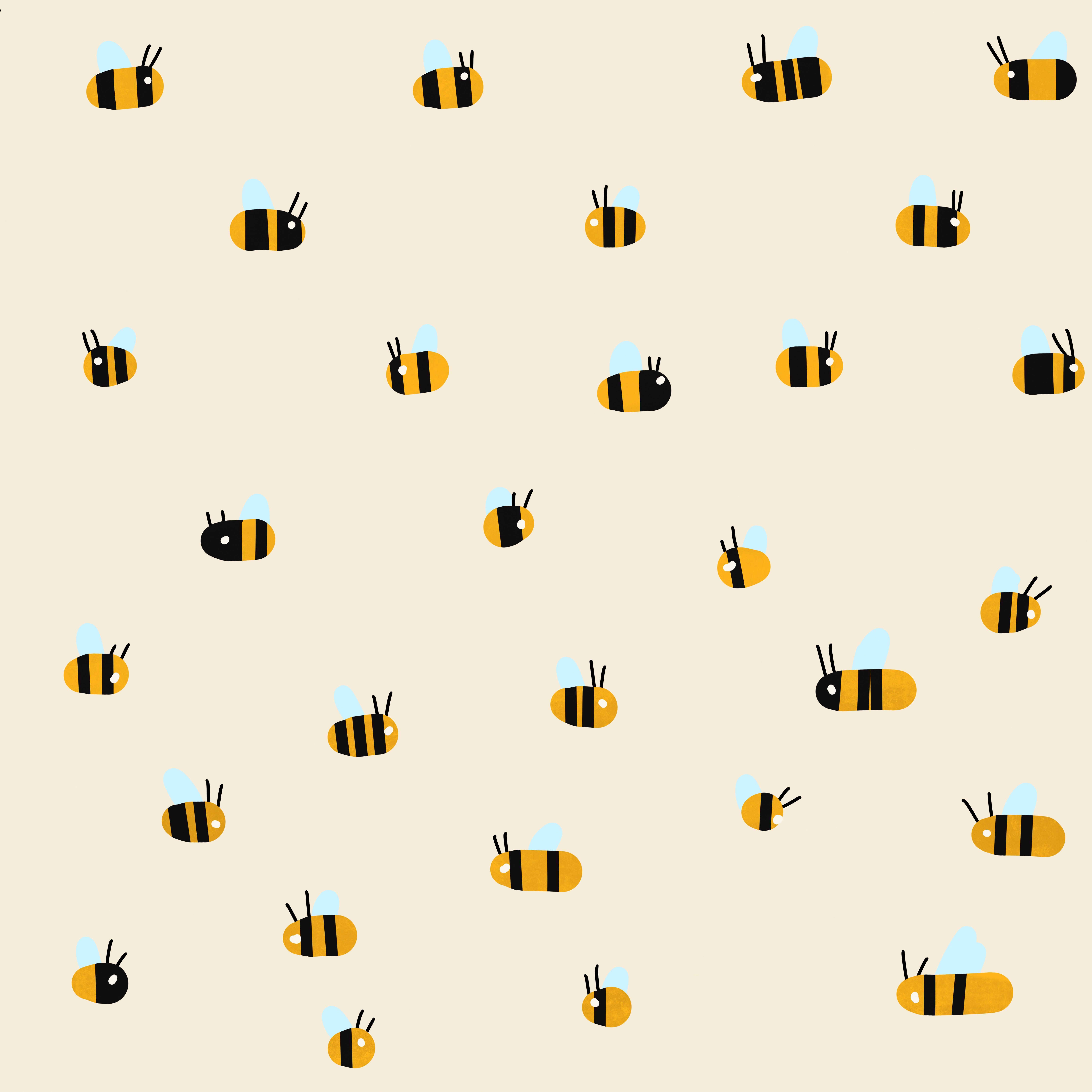 A pattern of bees on a light yellow background - Bee