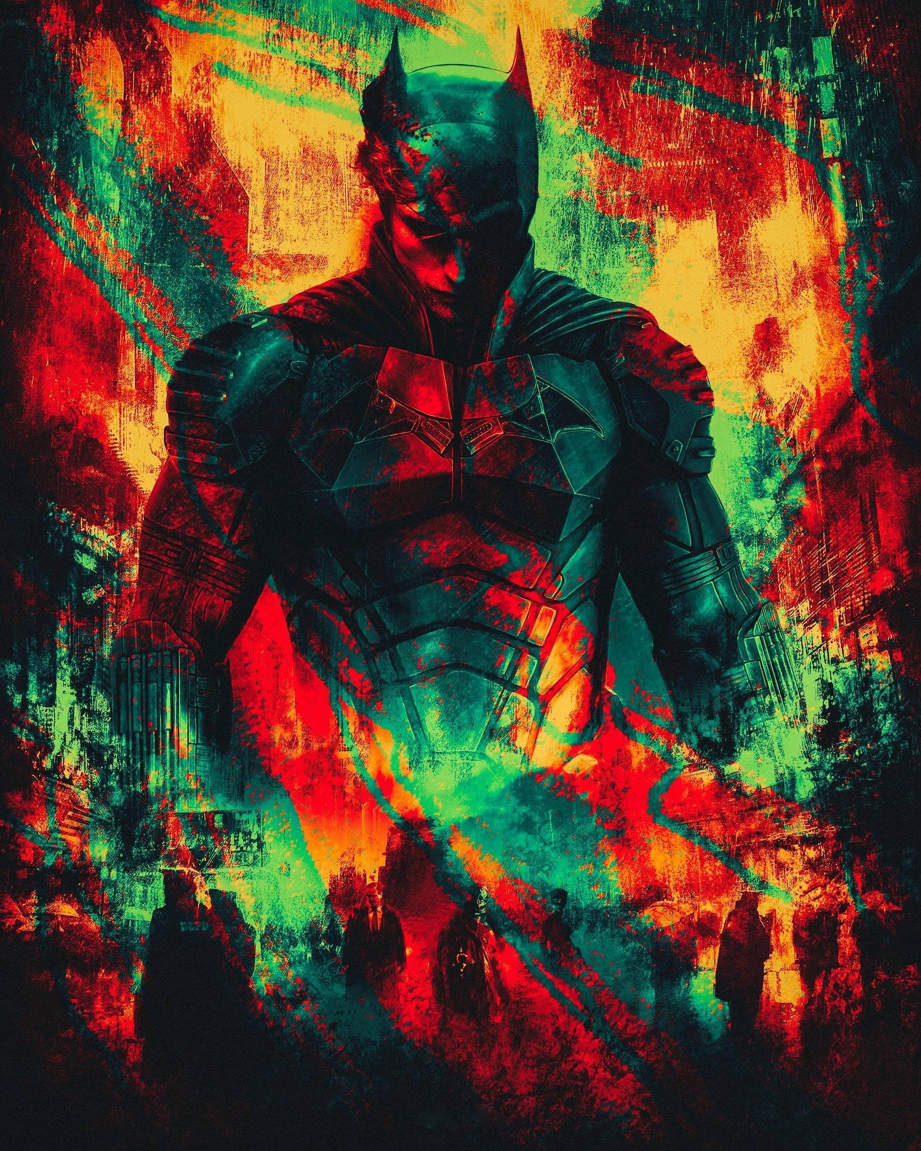 A poster of batman in colorful art - Batman