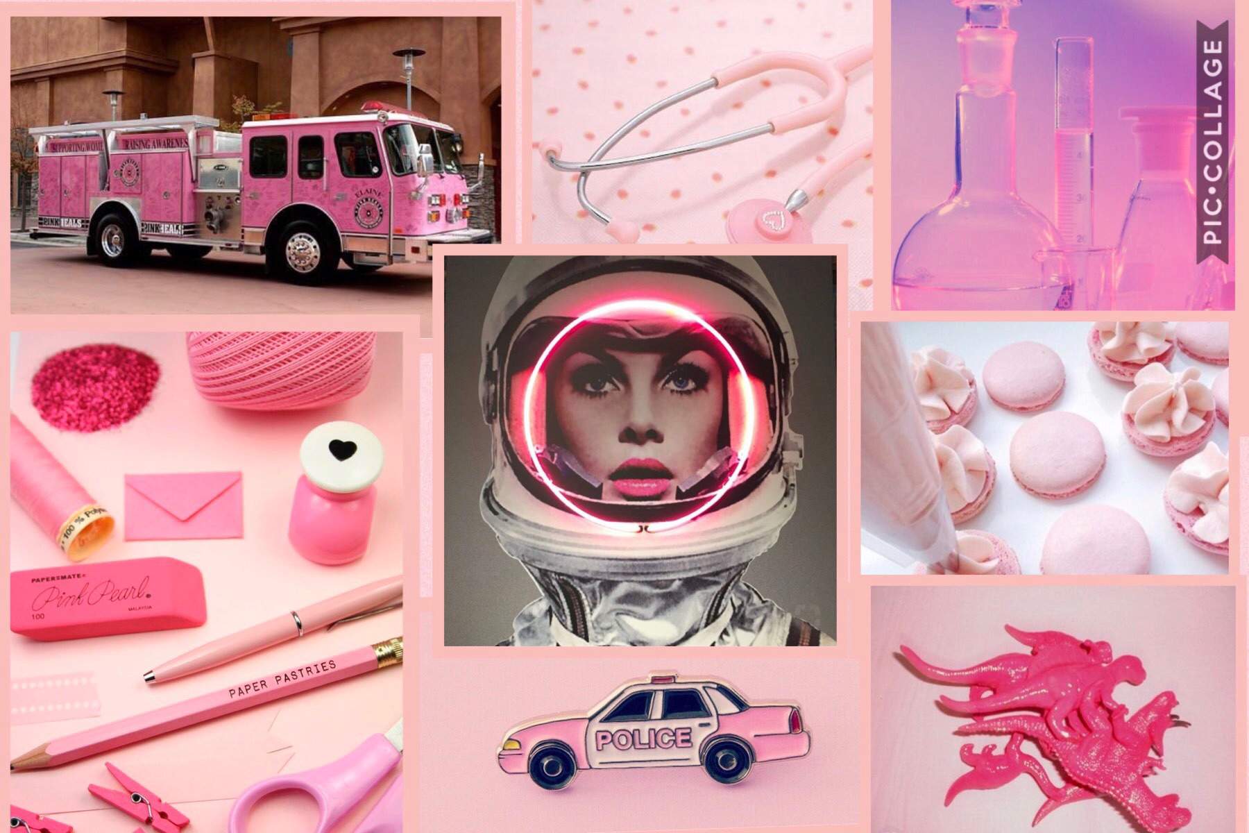 A collage of pictures with pink backgrounds - Barbie
