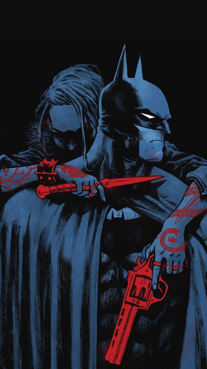 Batman and robin in a dark room with guns - Batman