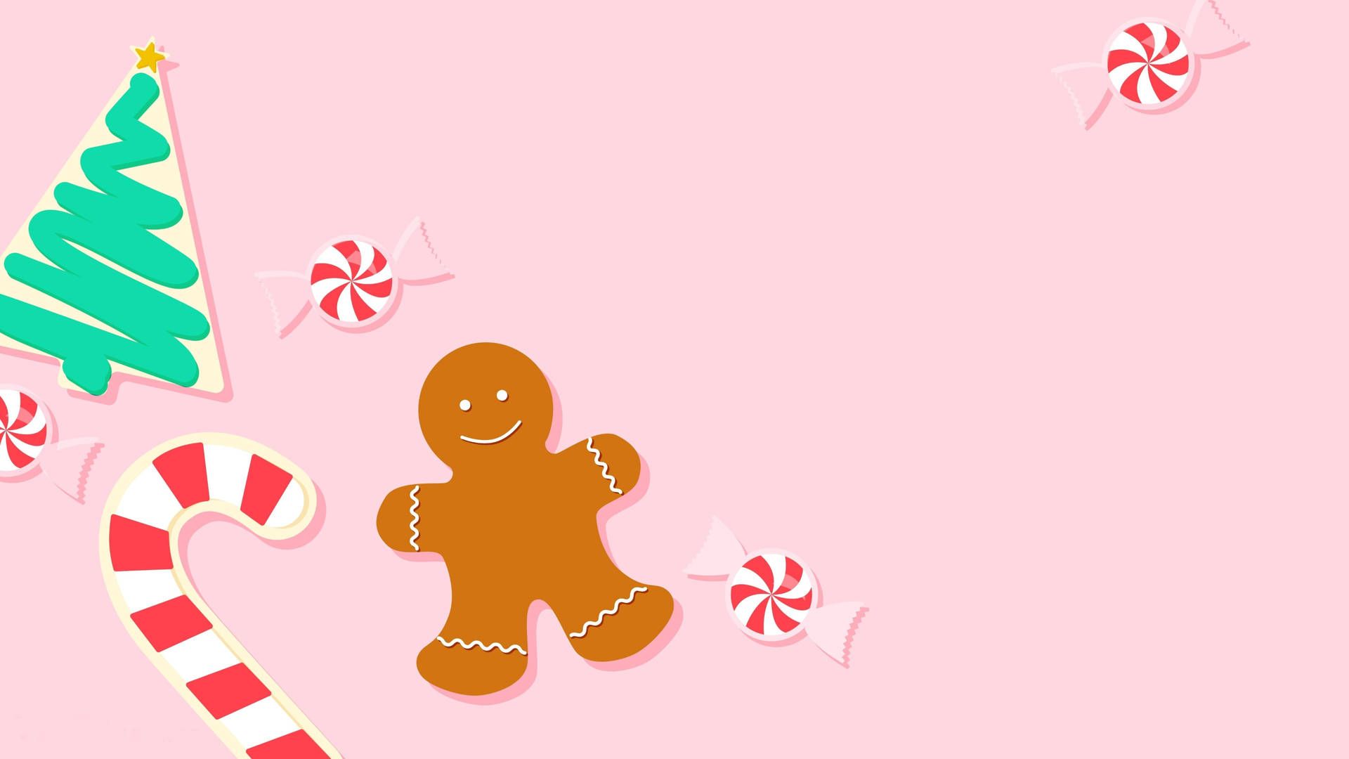 A christmas scene with candy canes and gingerbread man - Christmas, cute Christmas, candy cane