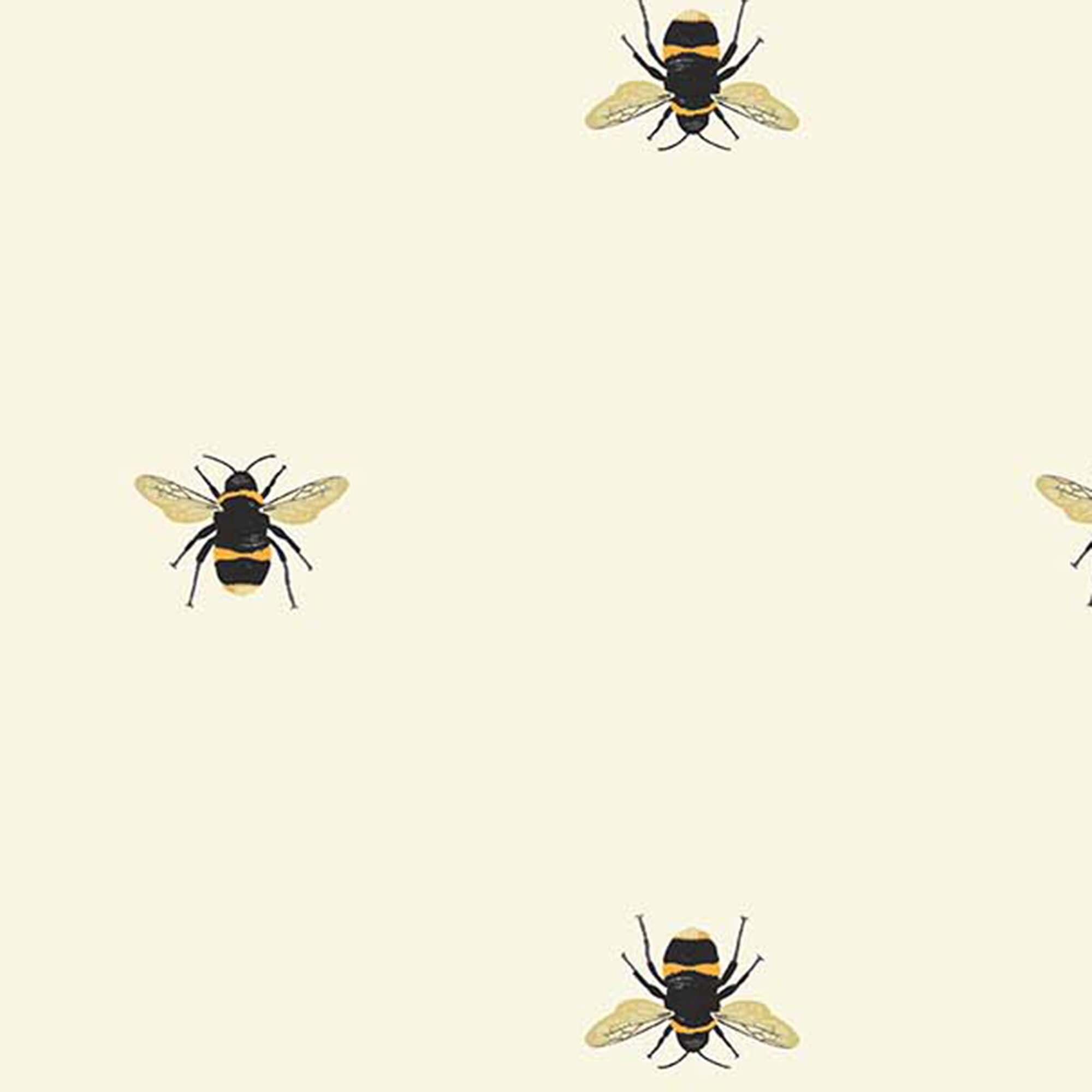 Wallpaper with bees on a cream background - Bee