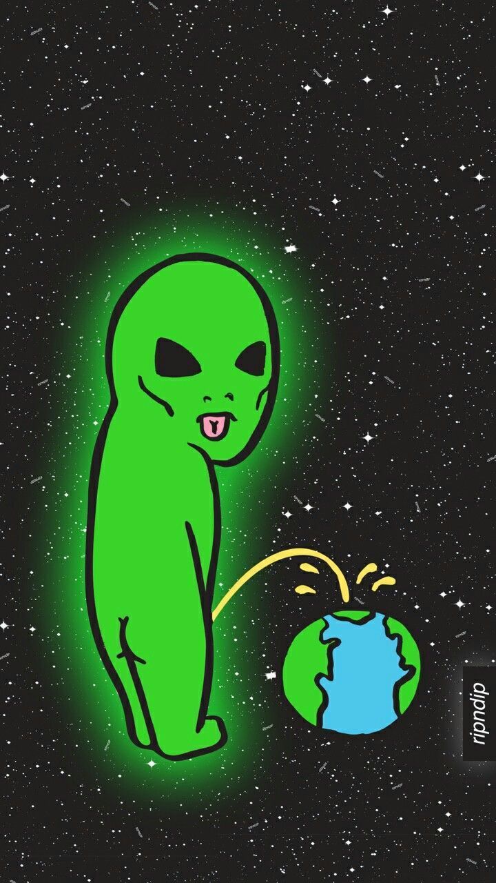 Alien Weed Cartoon Wallpaper