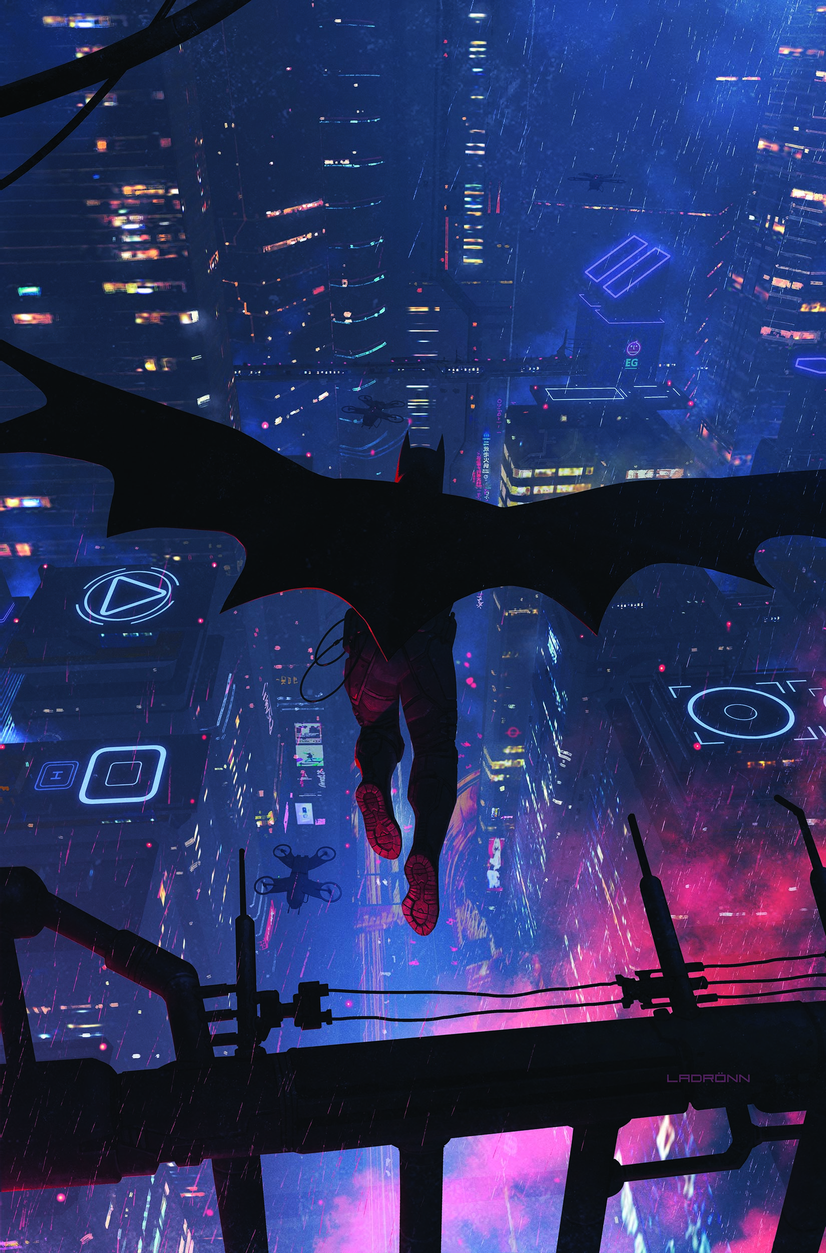 Batman cyberpunk art in the night - Batman