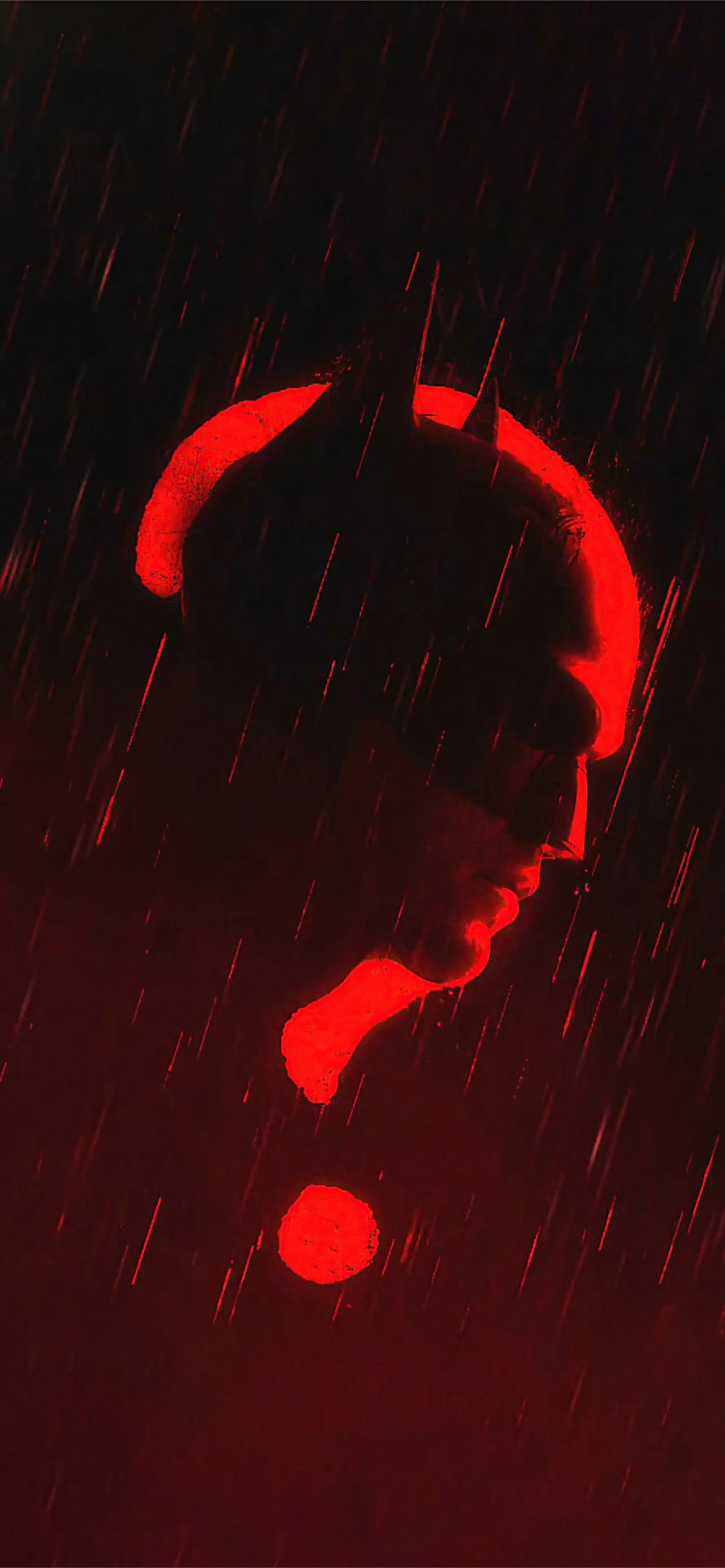 IPhone wallpaper with a red batman logo in the rain - Batman