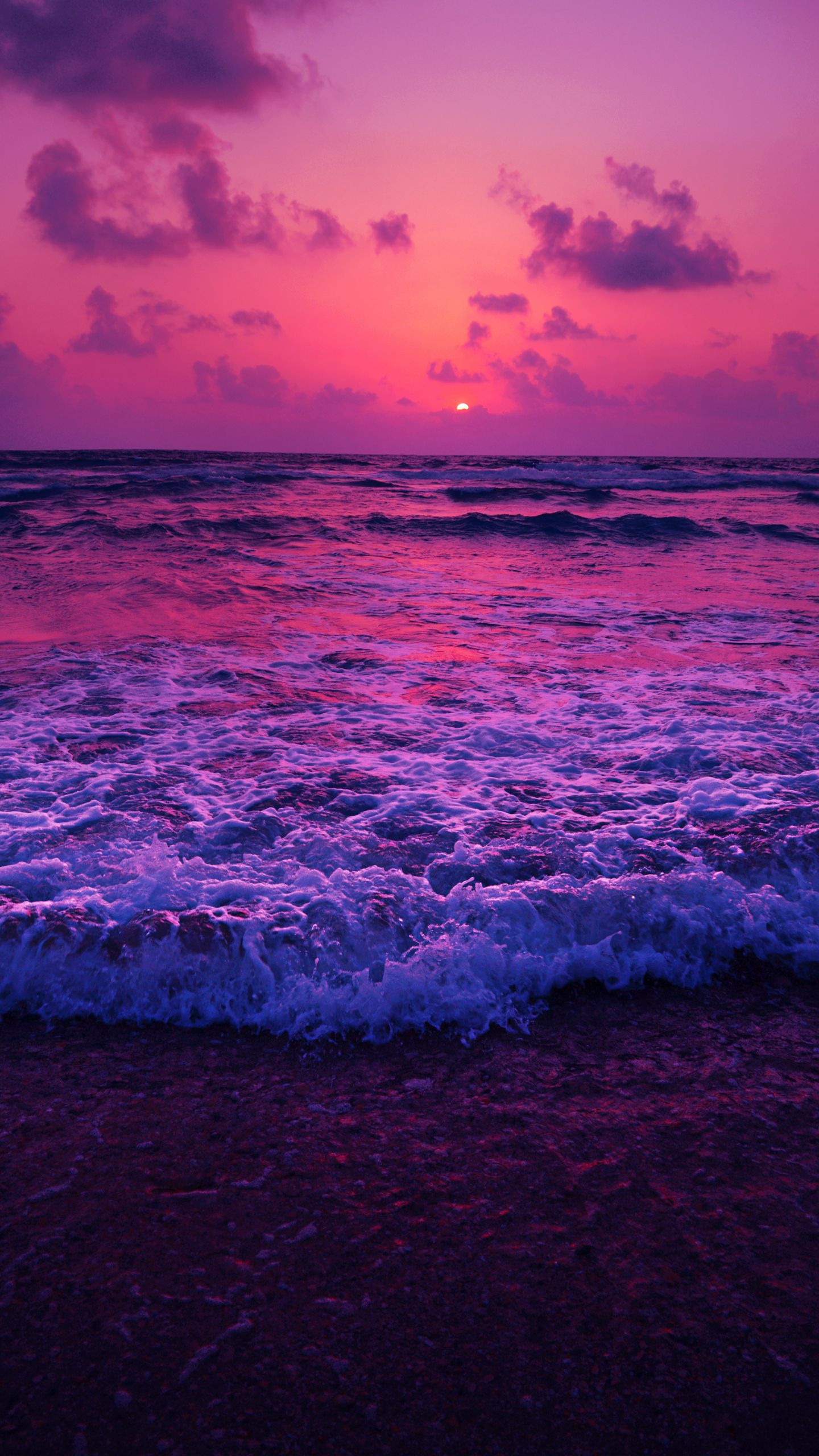 Download wallpaper 1440x2560 sea, sunset, horizon, surf, foam qhd samsung galaxy s s edge, note, lg g4 HD background