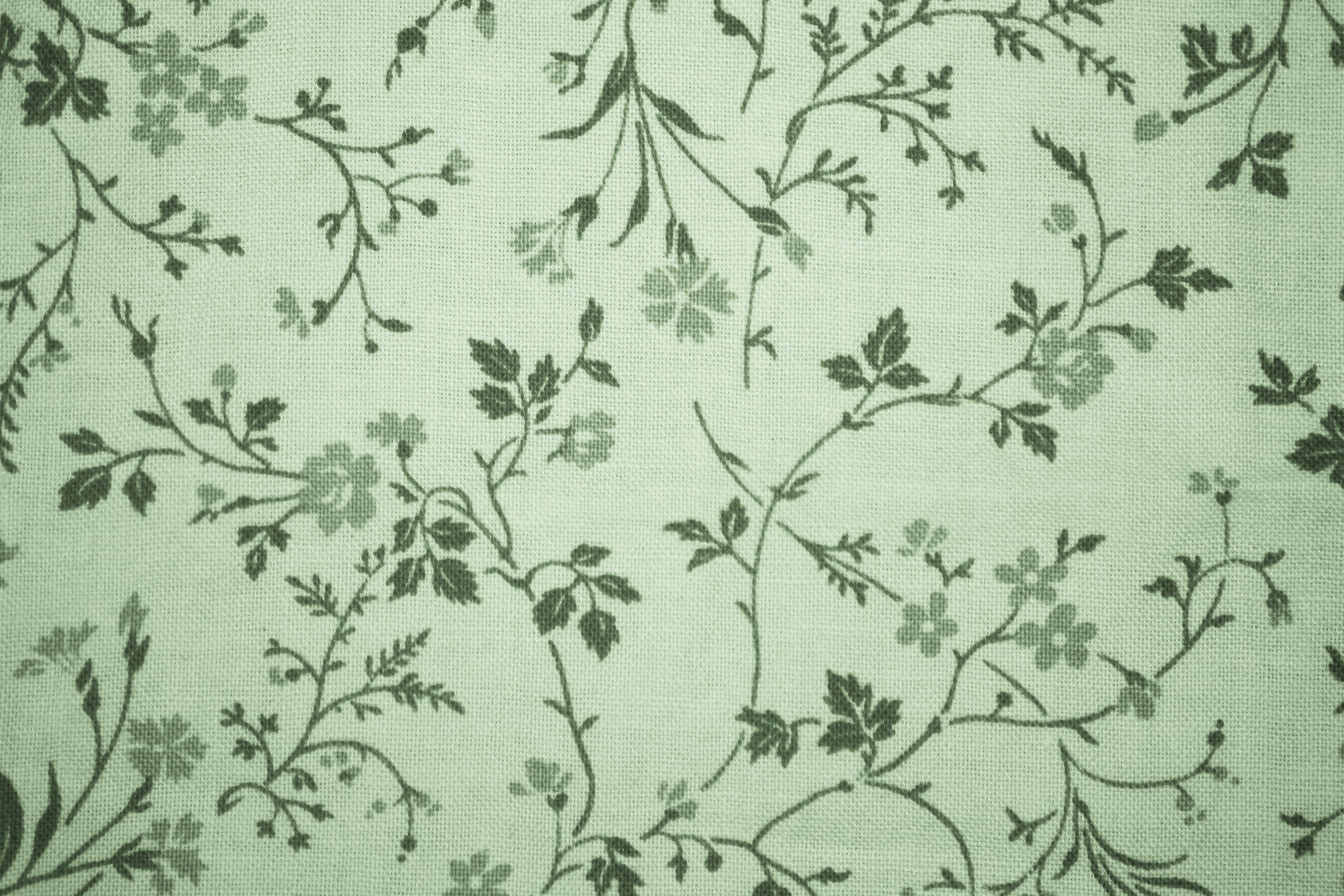 A close up of a green floral fabric - Sage green
