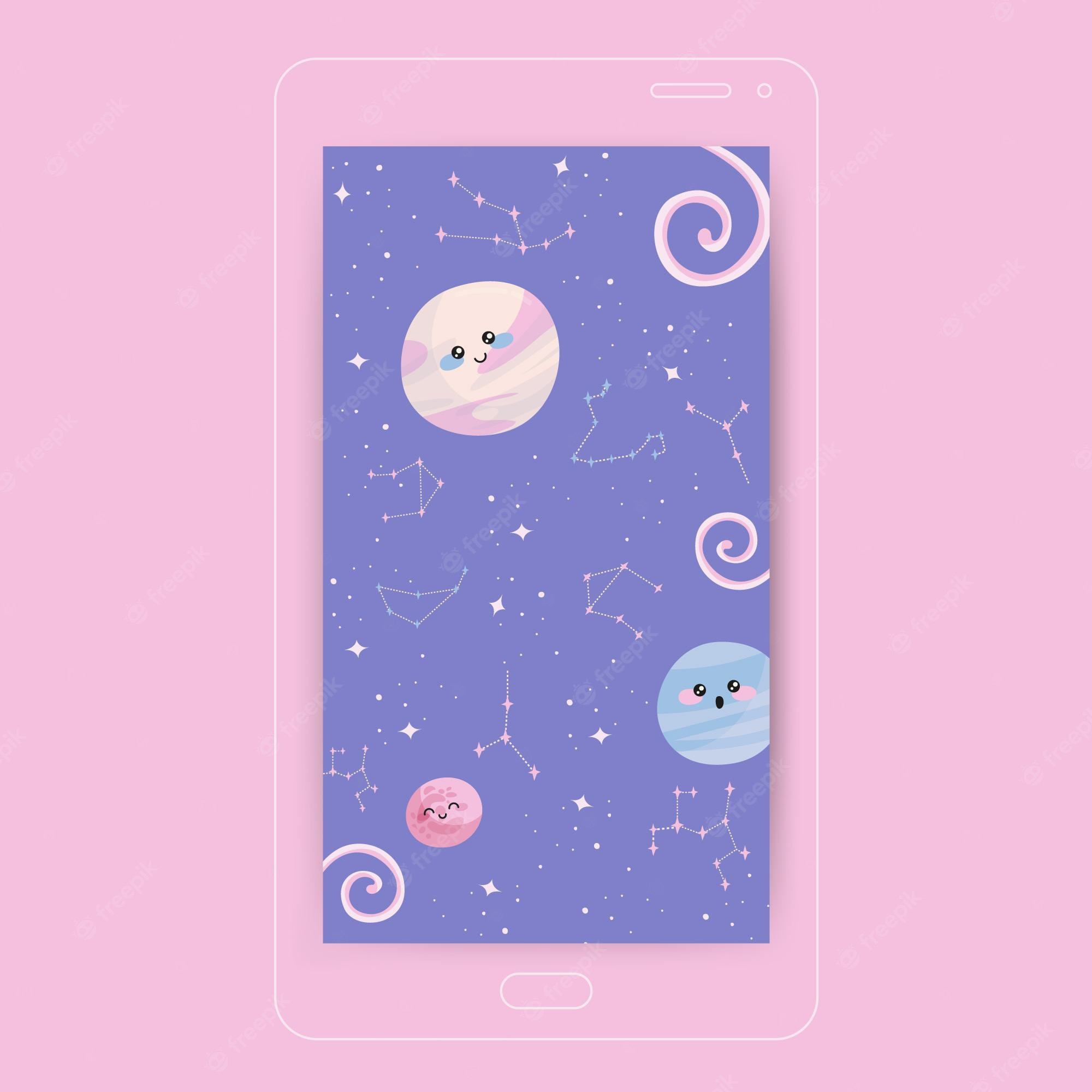 Free Vector. Cute pastel constellations mobile wallpaper