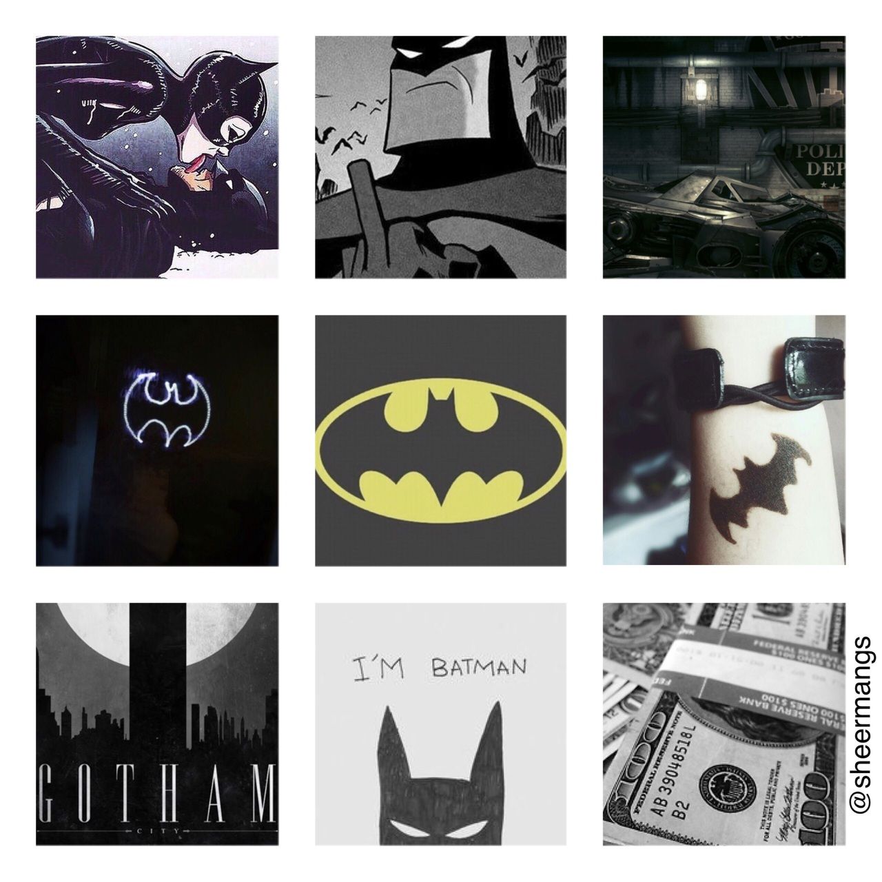 A collage of batman images with captions - Batman