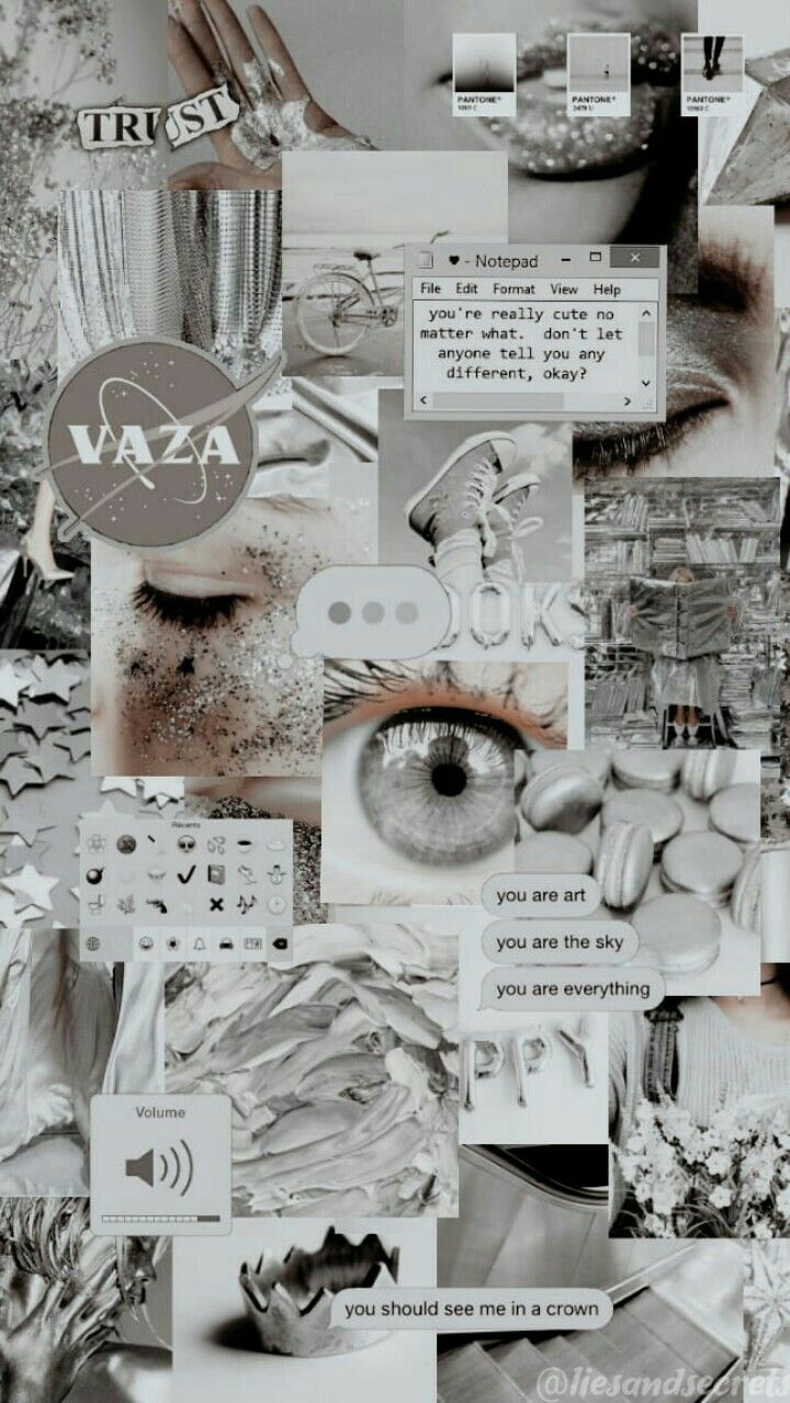 Aesthetic wallpaper, black and white, grey, grunge, photography, aesthetic, edit, background, collage - Silver