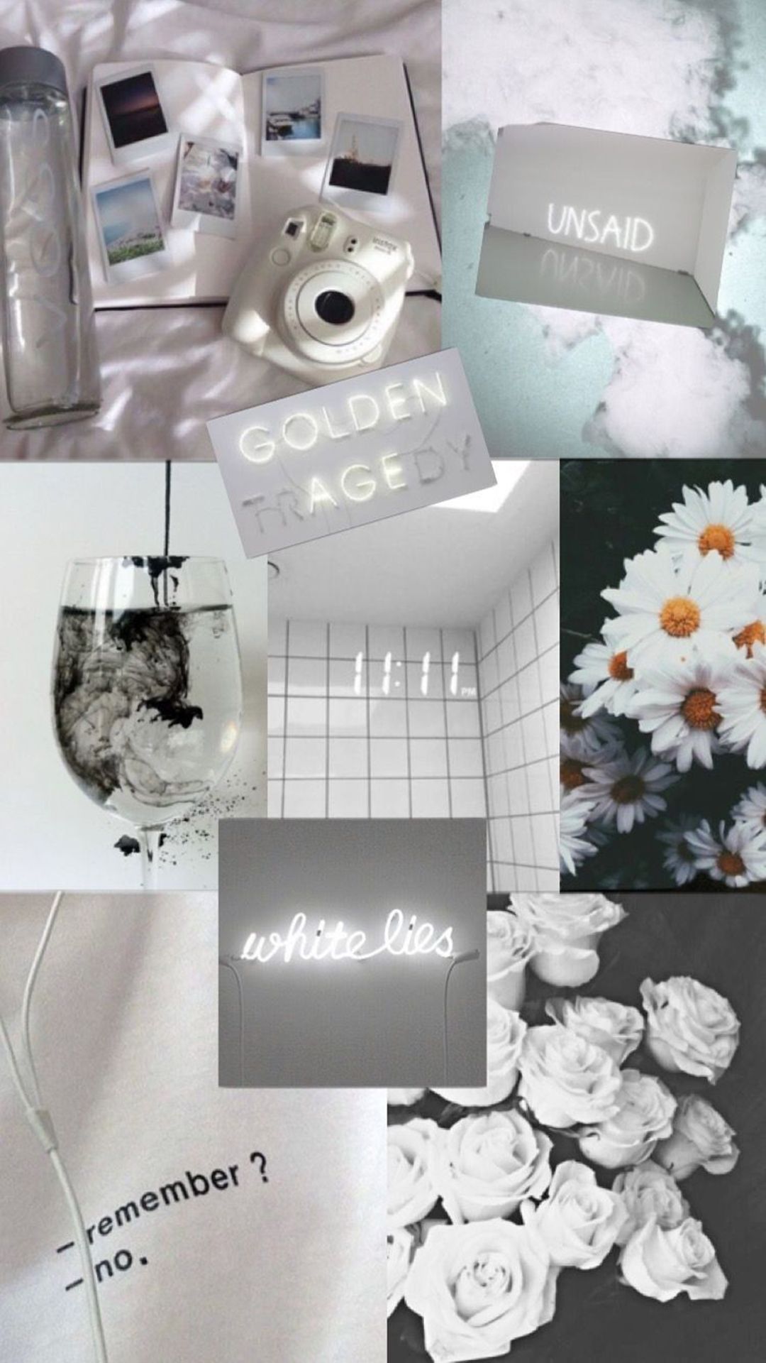 A collage of pictures with white and black backgrounds - Silver, white, collage