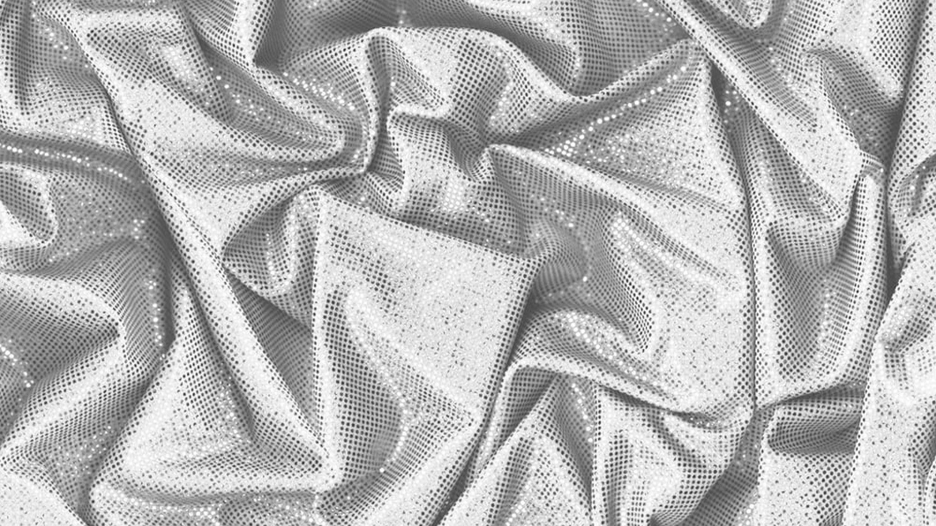 A white fabric with a mesh pattern. - Silver