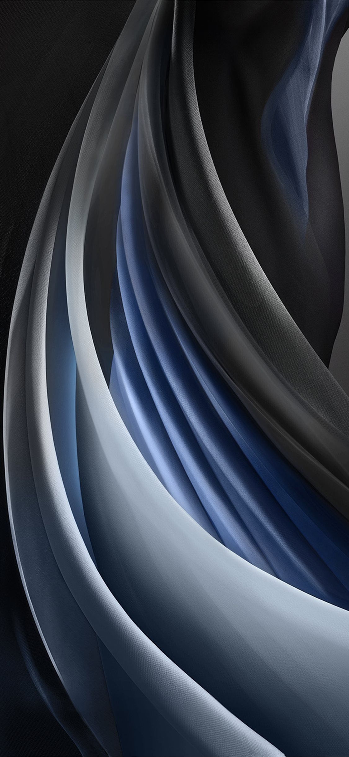 A wave of blue, white and black colors on a black background - Silver