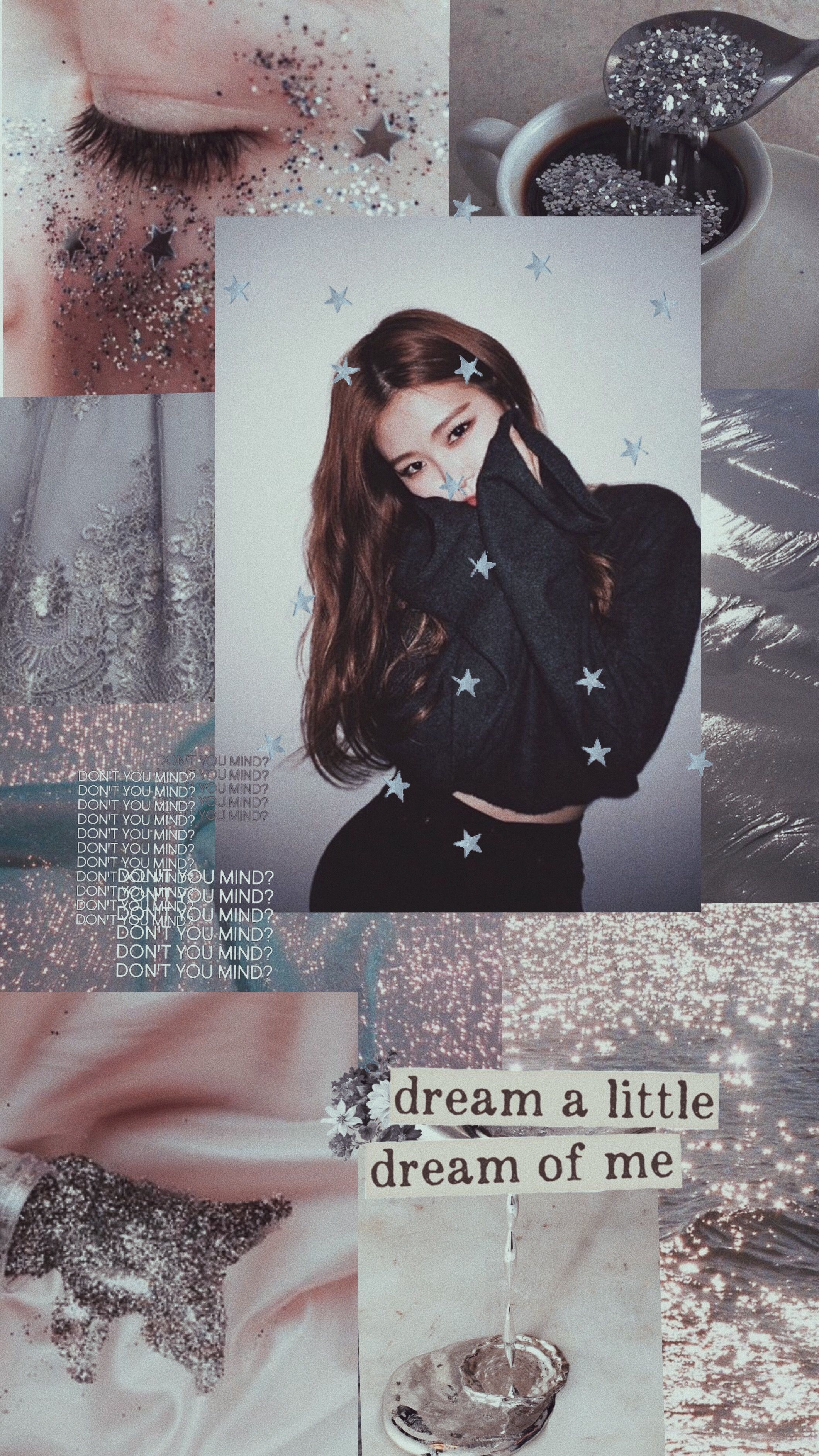 Aesthetic background with a picture of Rosé from BLACKPINK - BLACKPINK, silver