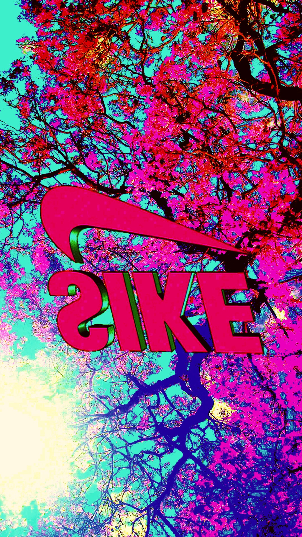 A colorful poster with the nike logo on it - Vaporwave