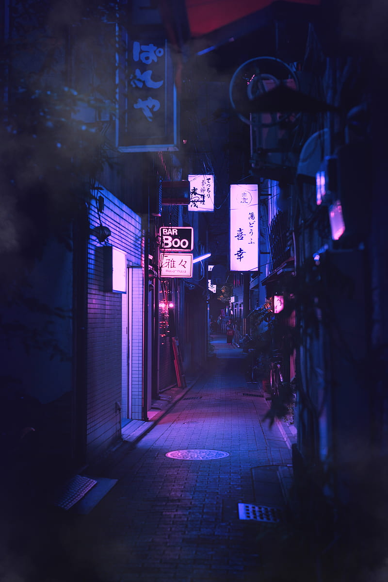 Neon tokyo streets, art, city, japan, neon, night, resident, street, tokyo, HD phone wallpaper