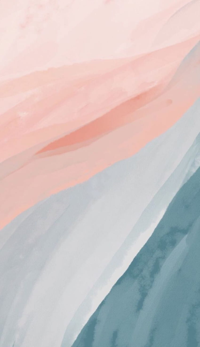 IPhone wallpaper of a watercolor painting of pink and blue mountains - Clean