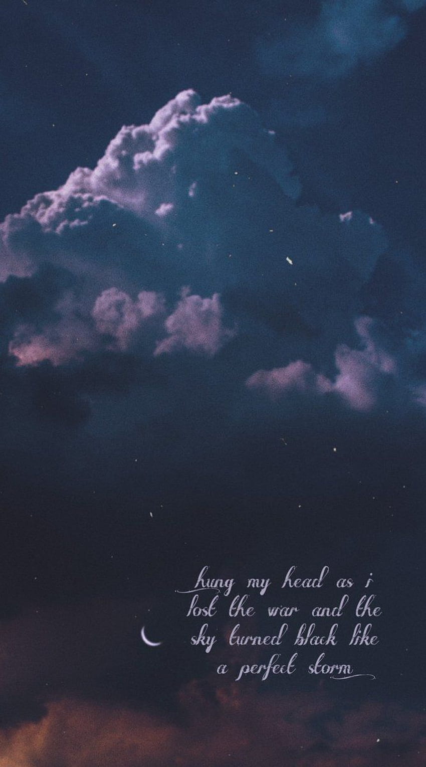 A cloudy sky with a quote written in the bottom right corner. - Clean, Taylor Swift