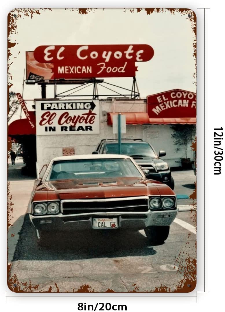 El coyote mexican food restaurant metal sign - 50s