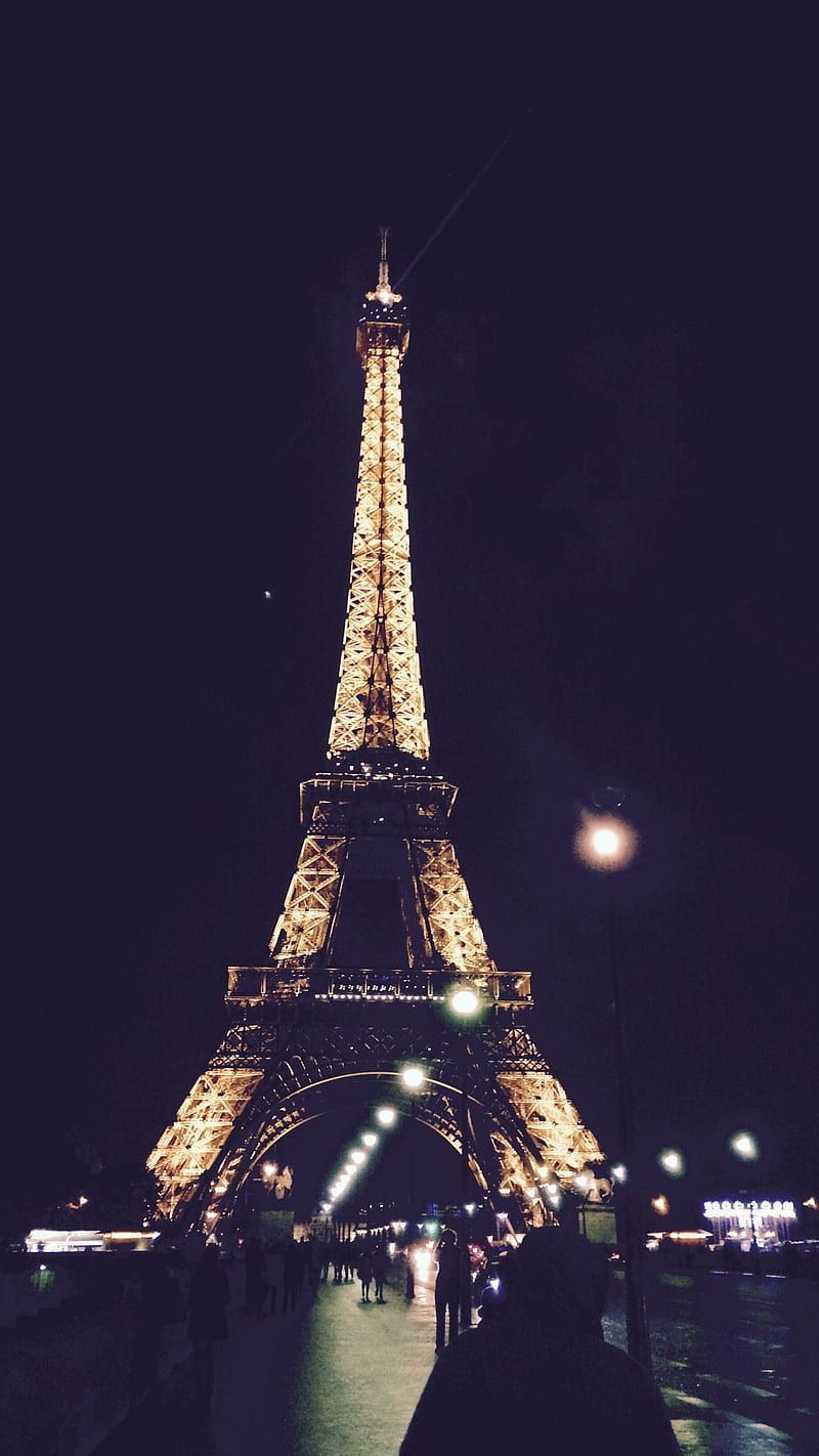 Eiffel tower Paris, aesthetic, bridge, eiffel tower, france, lights, night, paris, HD phone wallpaper