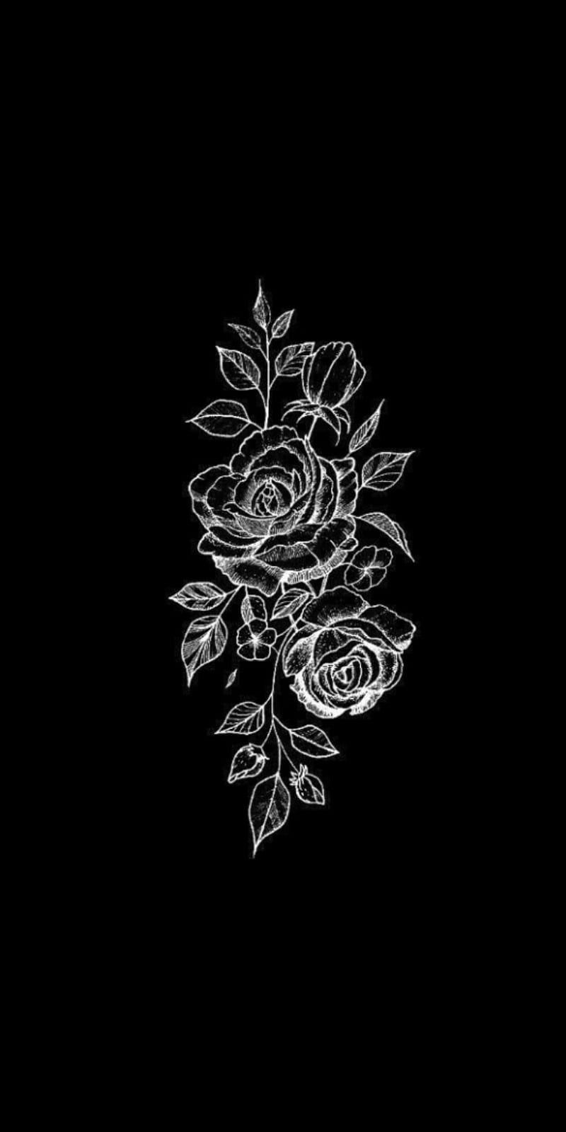 Rose, aesthetic, black, drawing, pretty, white, HD phone wallpaper