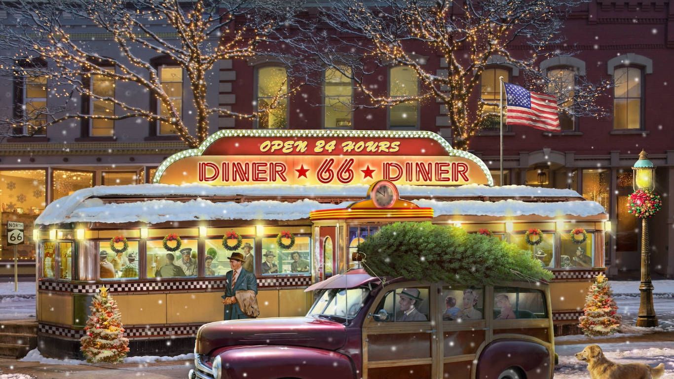 Christmas diner in the snow - 50s