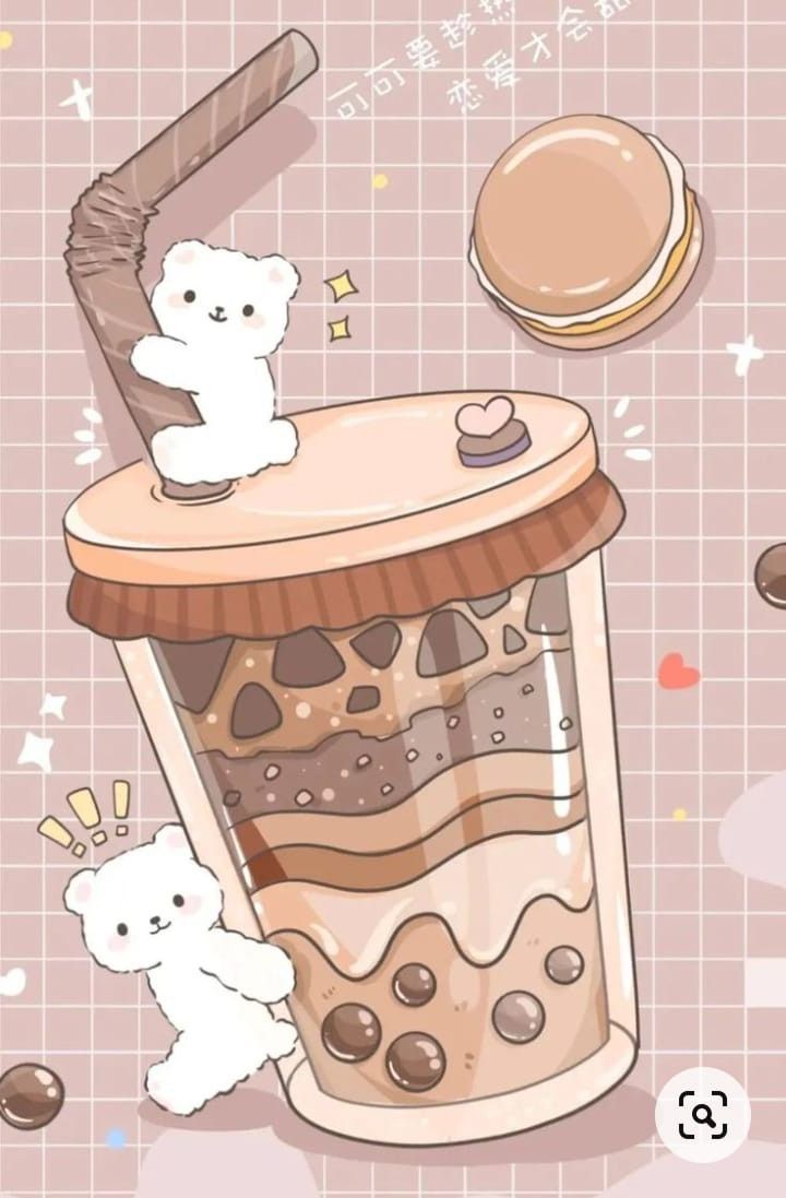 A drink with two polar bears on it - Boba
