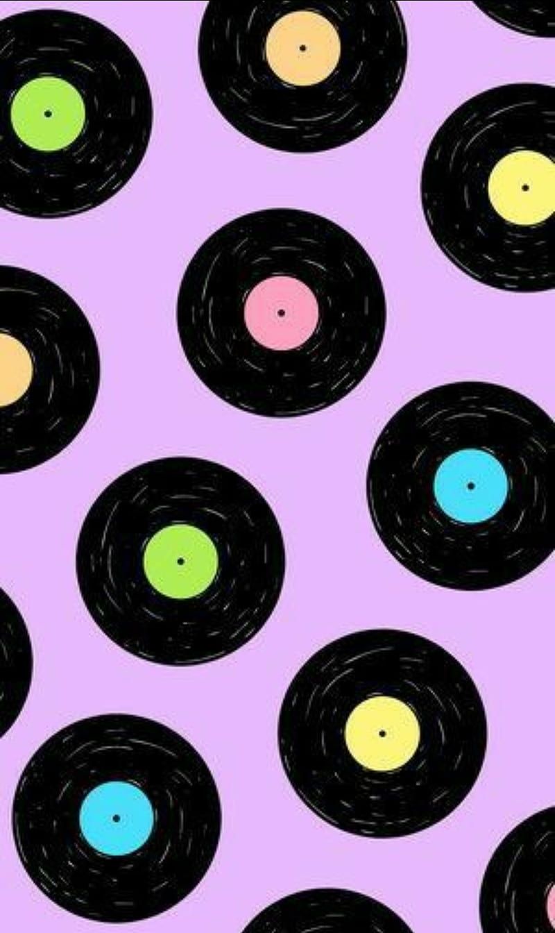 A seamless pattern of colorful vinyl records - Indie