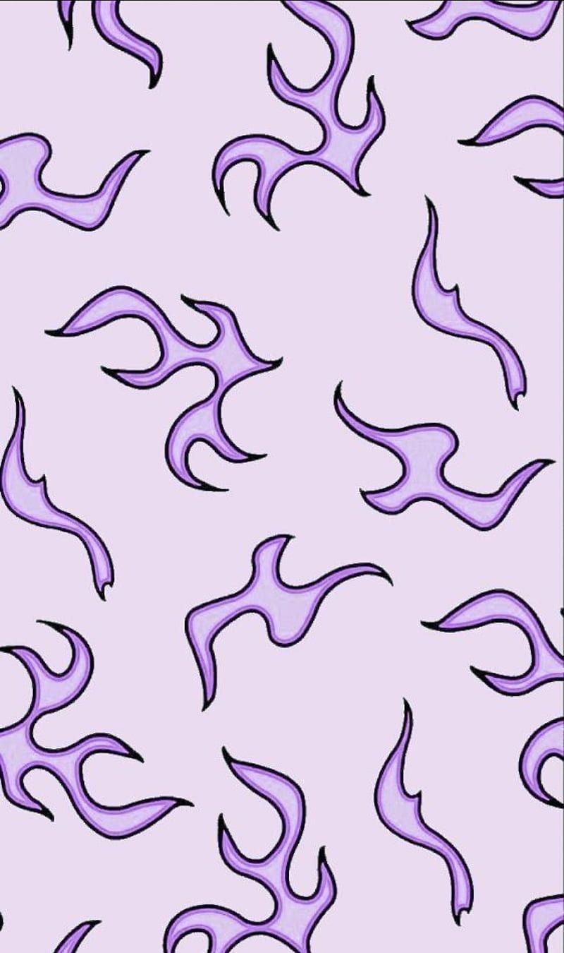 A purple pattern with black lines - Indie, fire, pattern, kidcore, flames