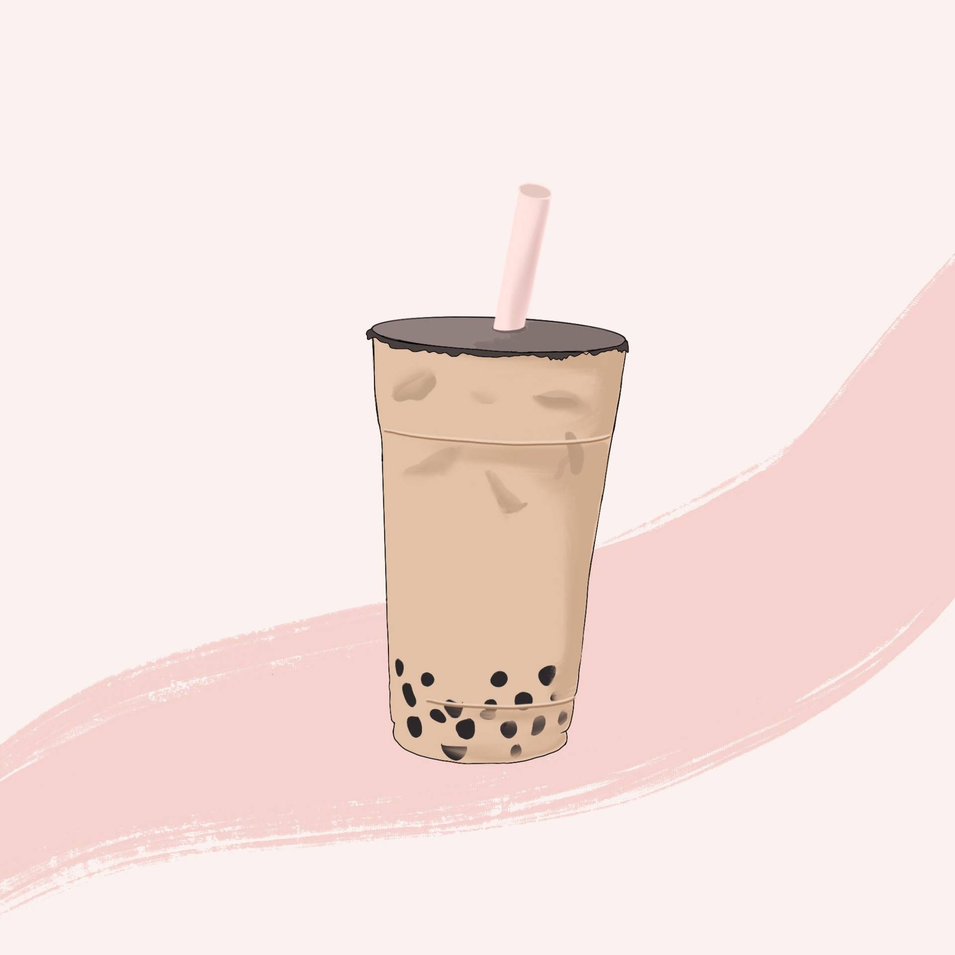 A graphic of a tall iced bubble tea with boba on the bottom. - Boba