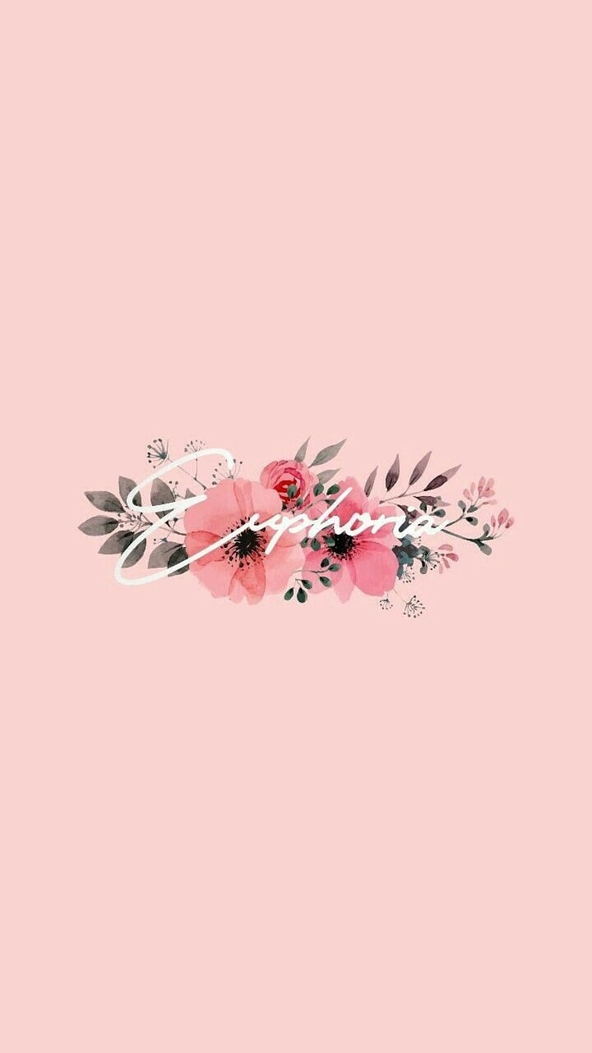 Wallpaper phone, pink background, flowers in the middle, phone wallpaper, spring background - Minimalist