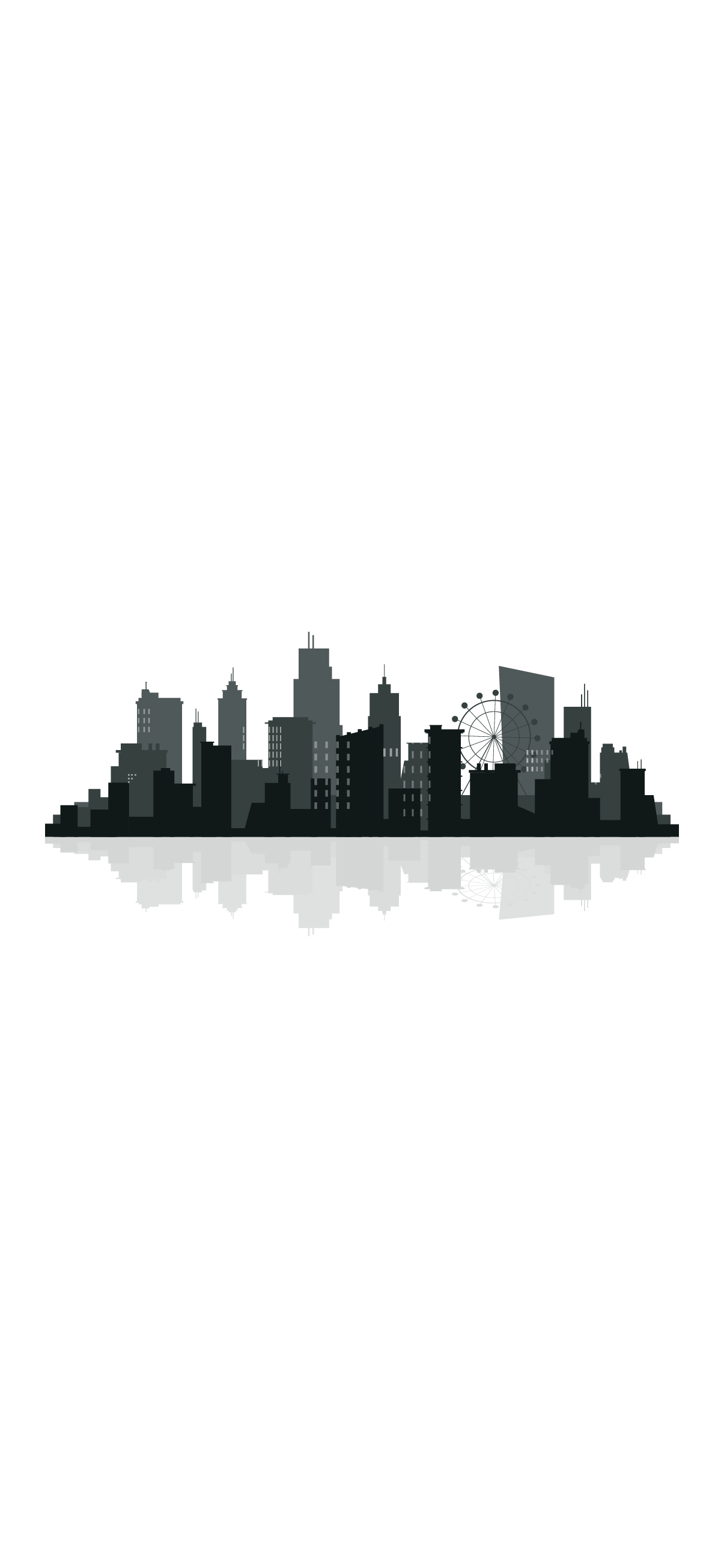 A city skyline with buildings and water - Minimalist