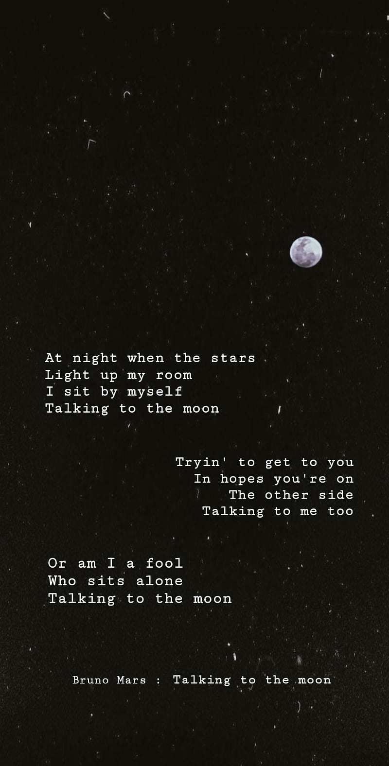Talking to the moon, aesthetic, amoled, black, bruno mars, mars, quote, song, HD phone wallpaper