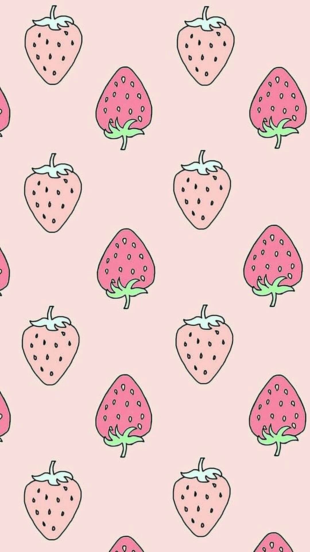 Kawaii Strawberry Fruit Wallpaper