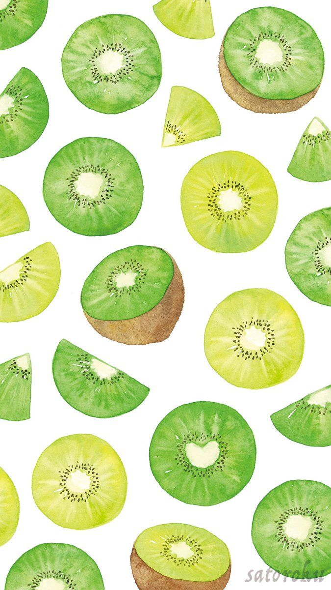 Watercolor painting of kiwi slices on a white background - Fruit