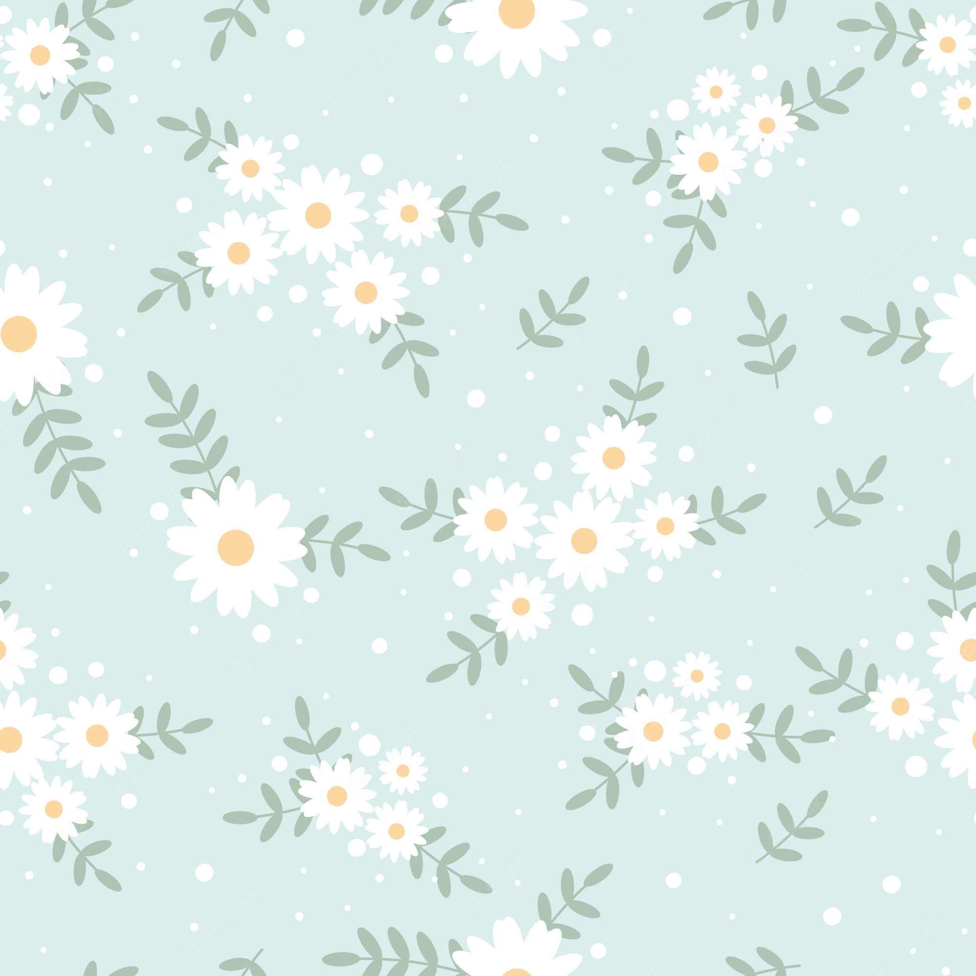 A seamless pattern of daisies and leaves - Daisy