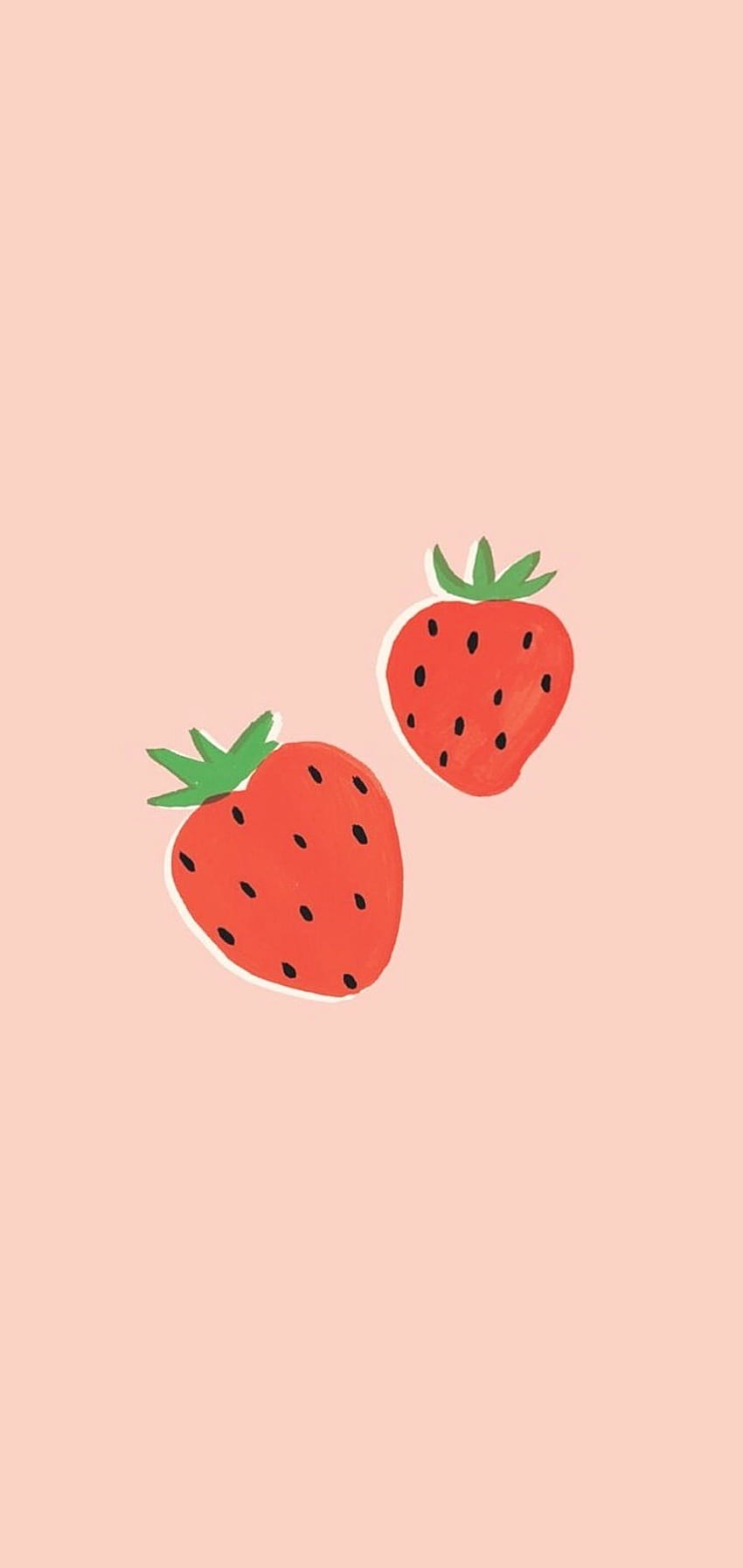 Two strawberries on a pink background - Strawberry, fruit
