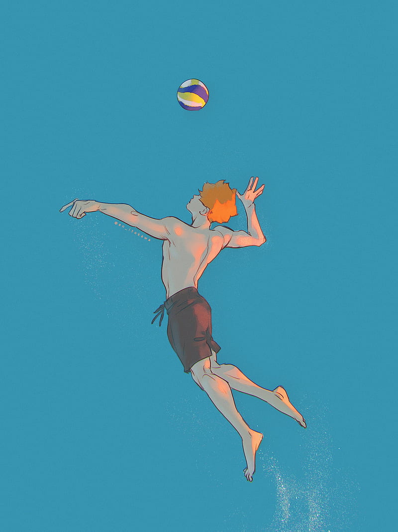 Anime boy playing volleyball in the water - Volleyball