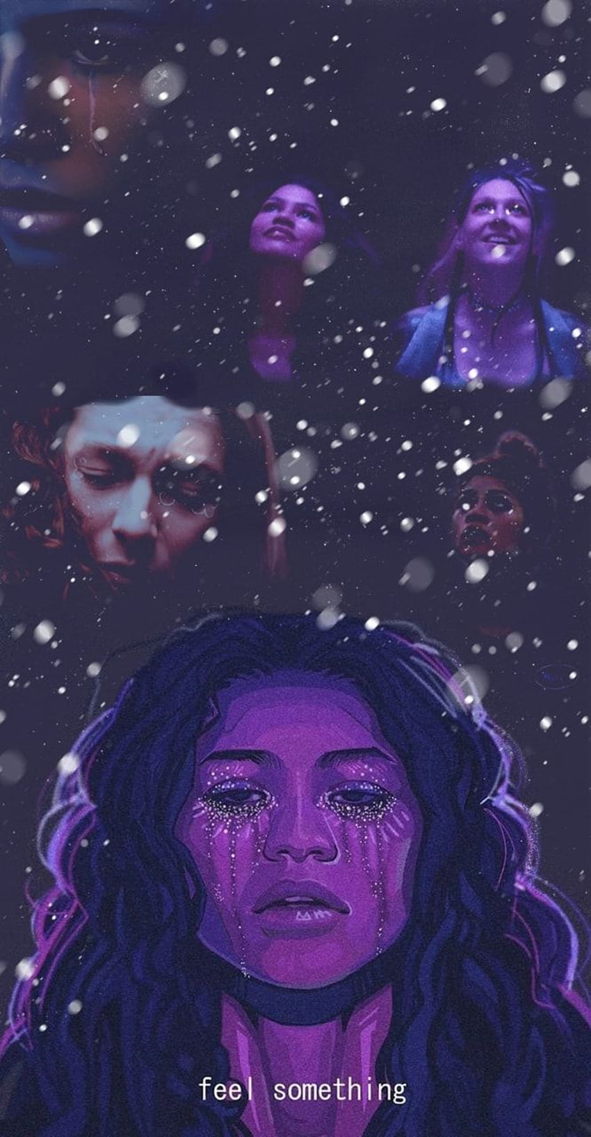 A poster of the movie, with snow falling - Euphoria