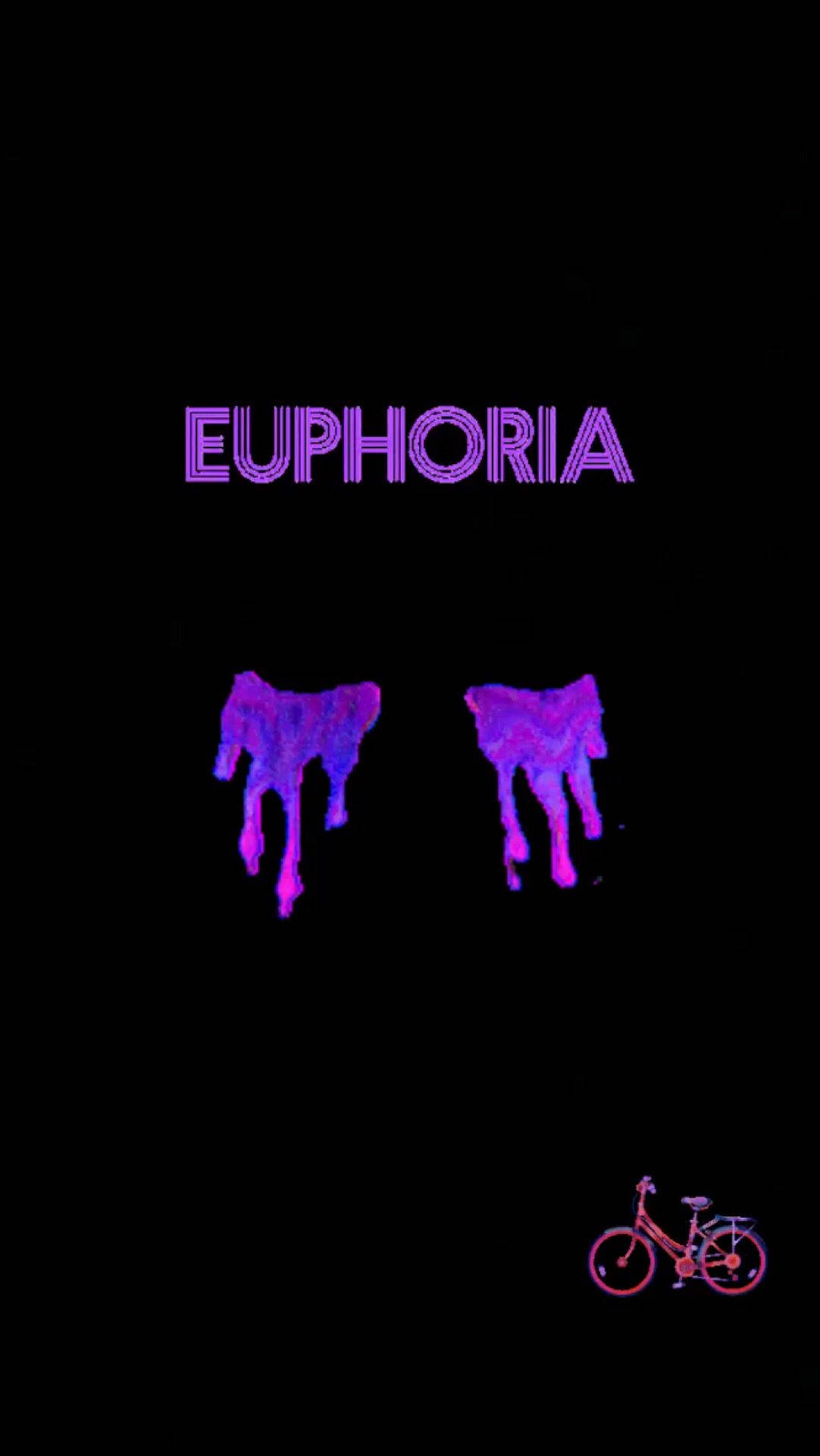 Euphoria phone background with purple text and a bicycle - Euphoria