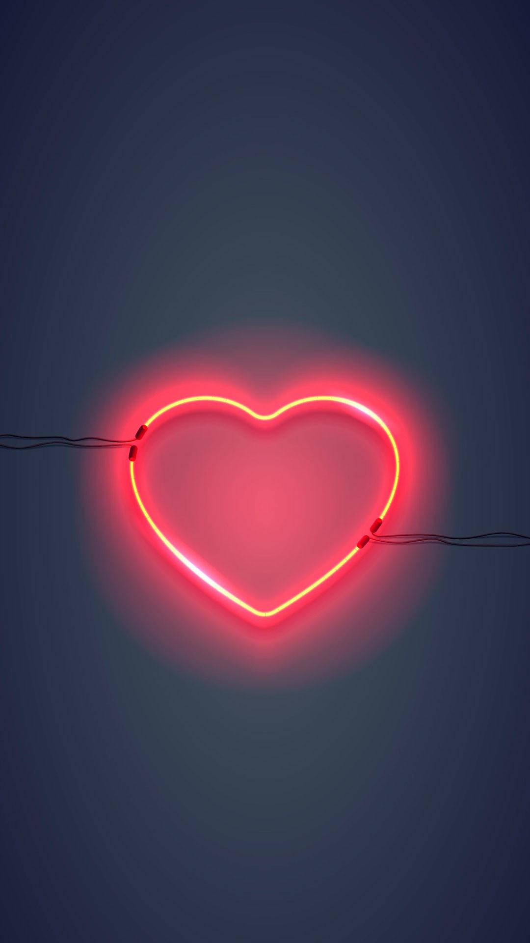 Download Neon Orange Aesthetic Heart Wallpaper