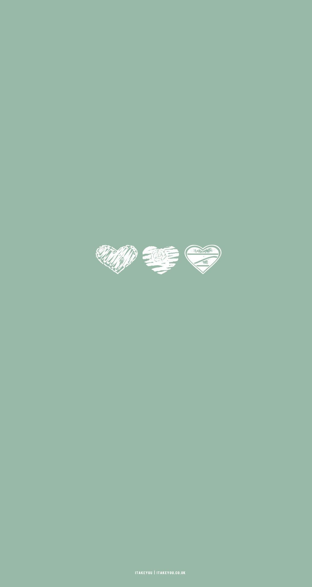 A heart shaped design on green background - Sage green, summer, aqua