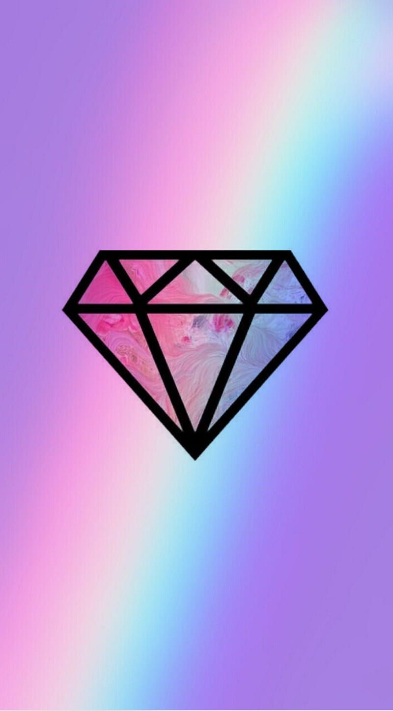 A diamond shaped image on top of pink and purple background - Diamond