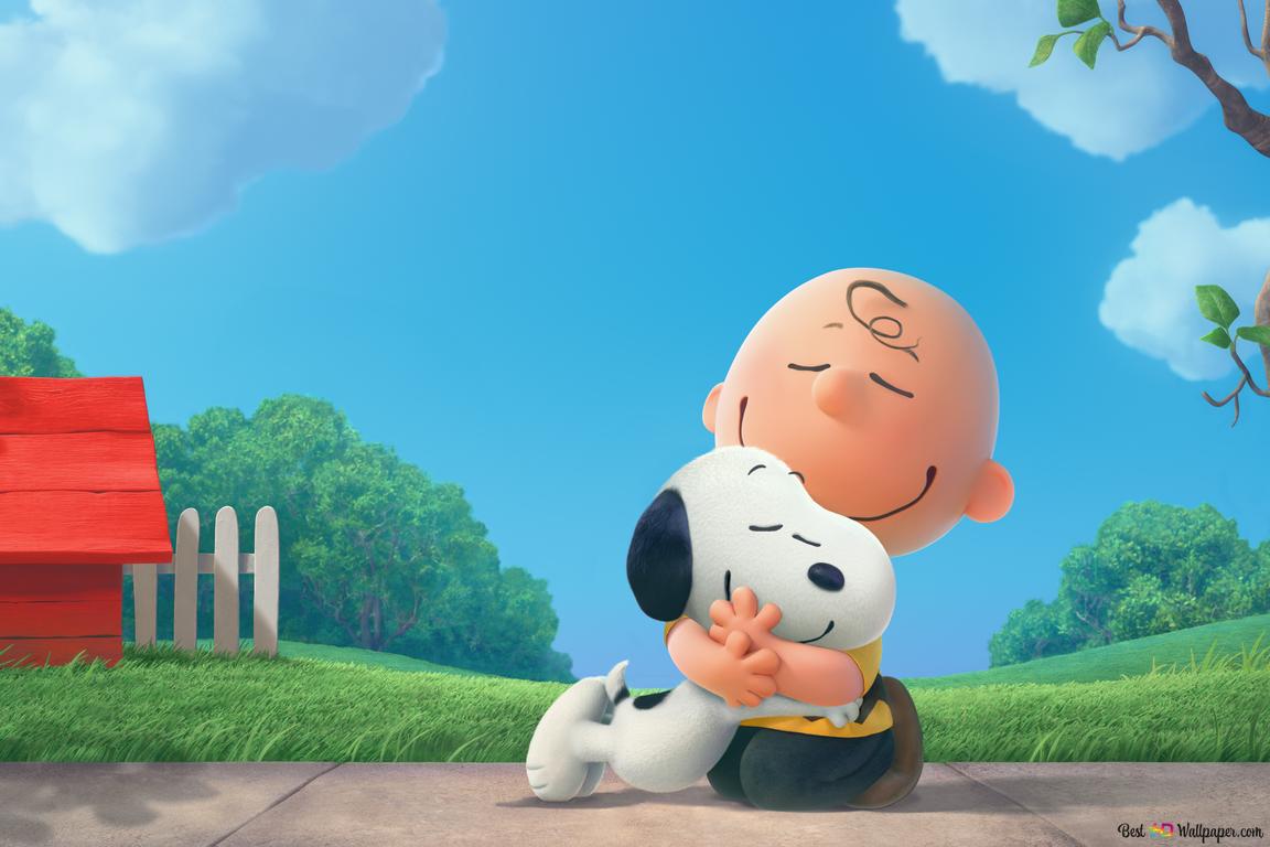 Charlie Brown hugs Snoopy 4K wallpaper download