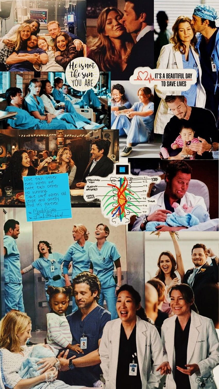 A collage of pictures with people in them - Grey's Anatomy