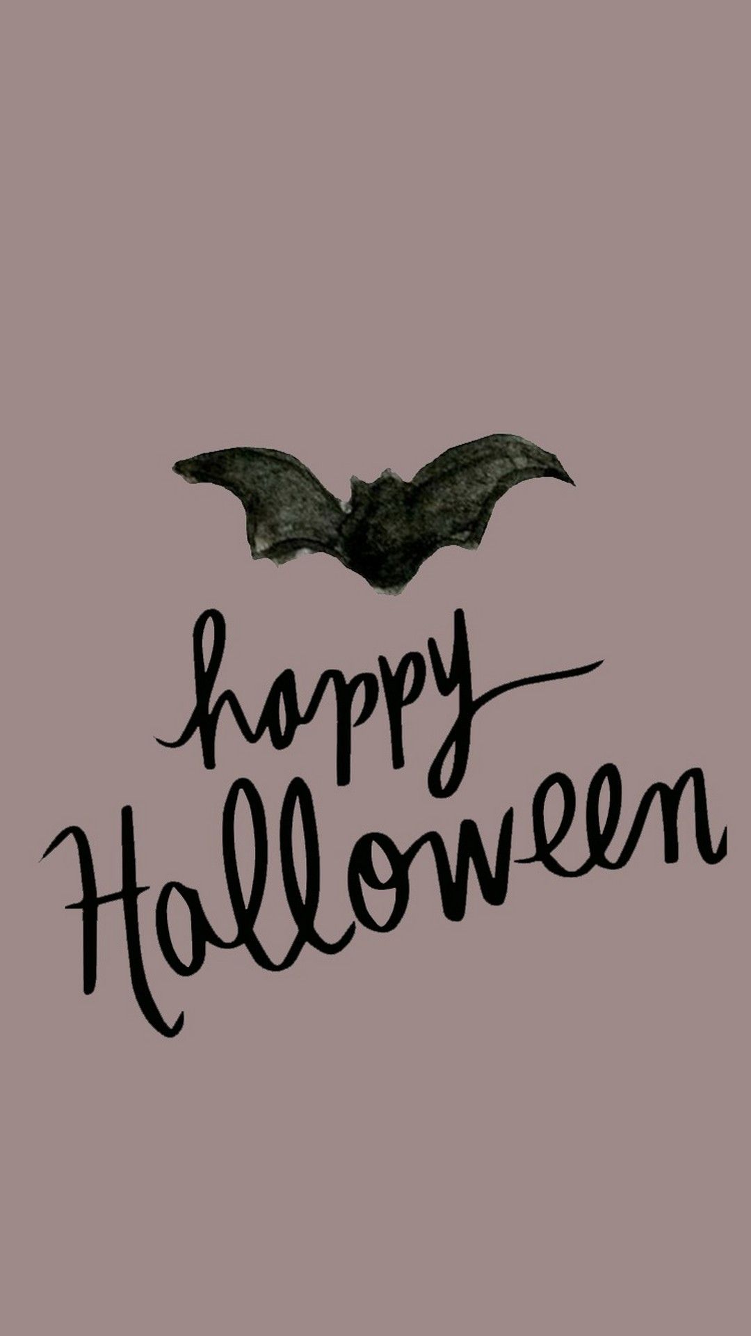 Halloween phone background with a bat and the words 