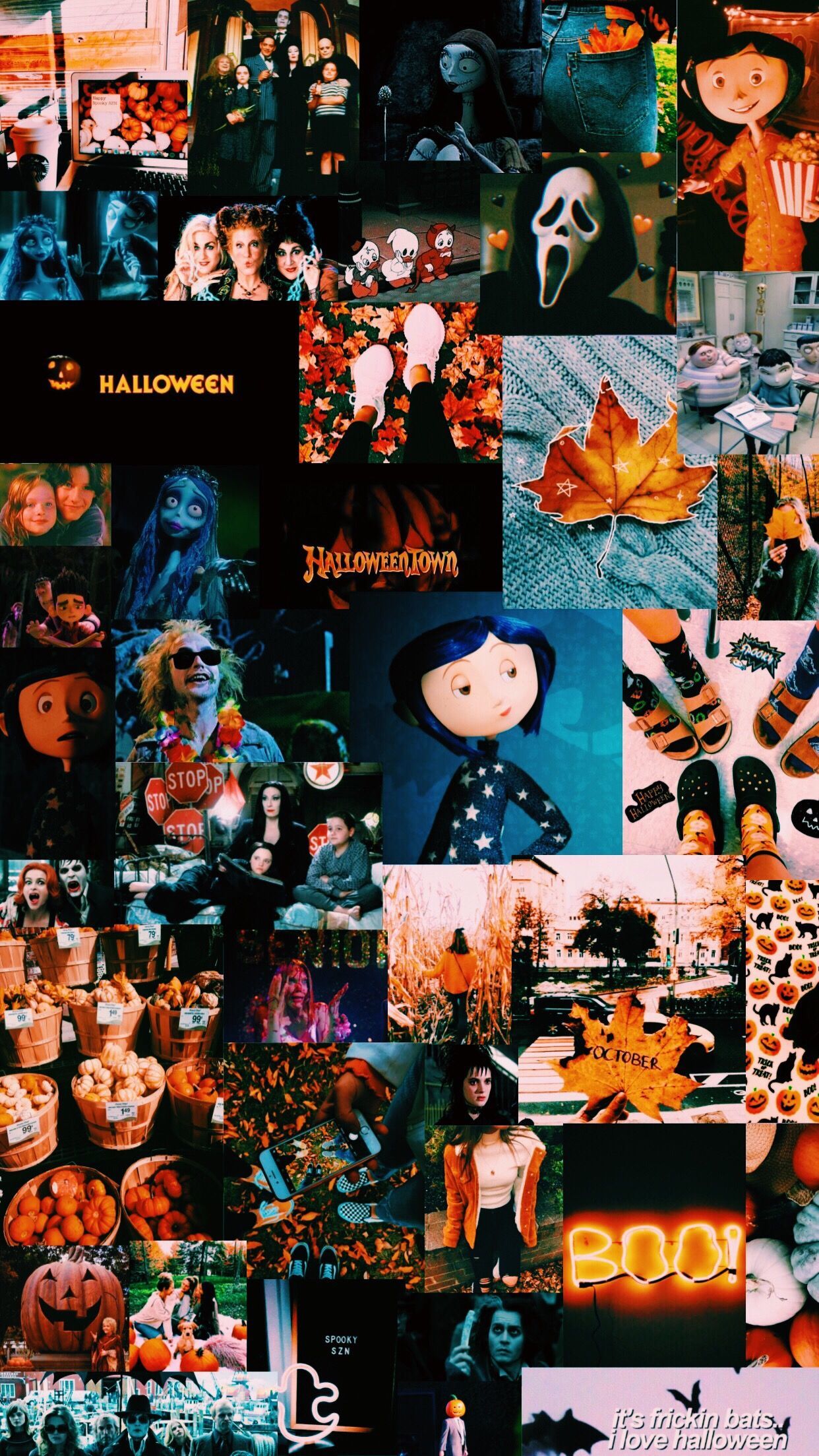 Aesthetic halloween background with images of horror movies, pumpkins, and more. - Halloween, cute Halloween