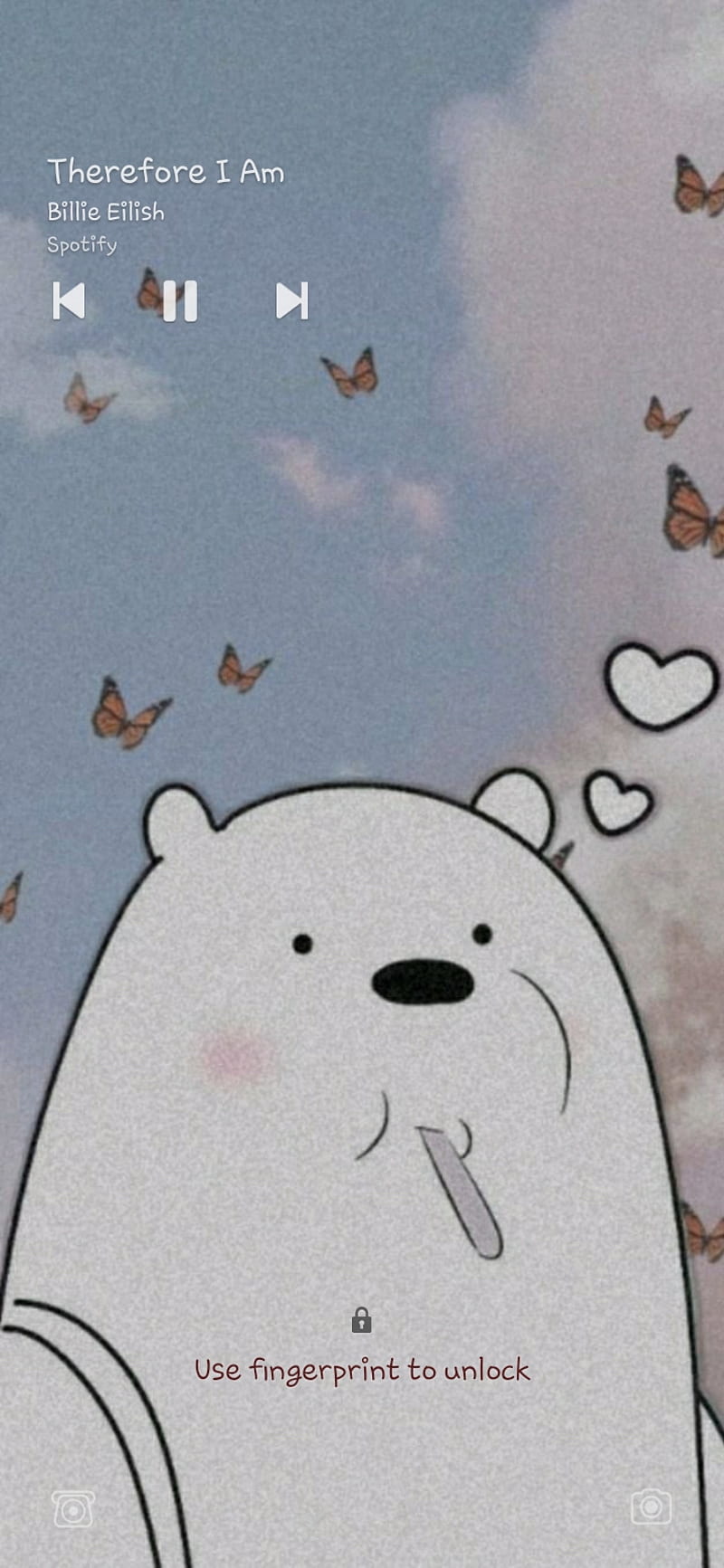 Wallpaper of a white bear with butterflies in the background - We Bare Bears