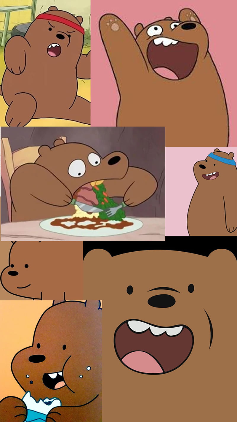 Grizzly, bare, bear, bears, brown, cafe, cartoon, cartoons, osito, oso, HD phone wallpaper