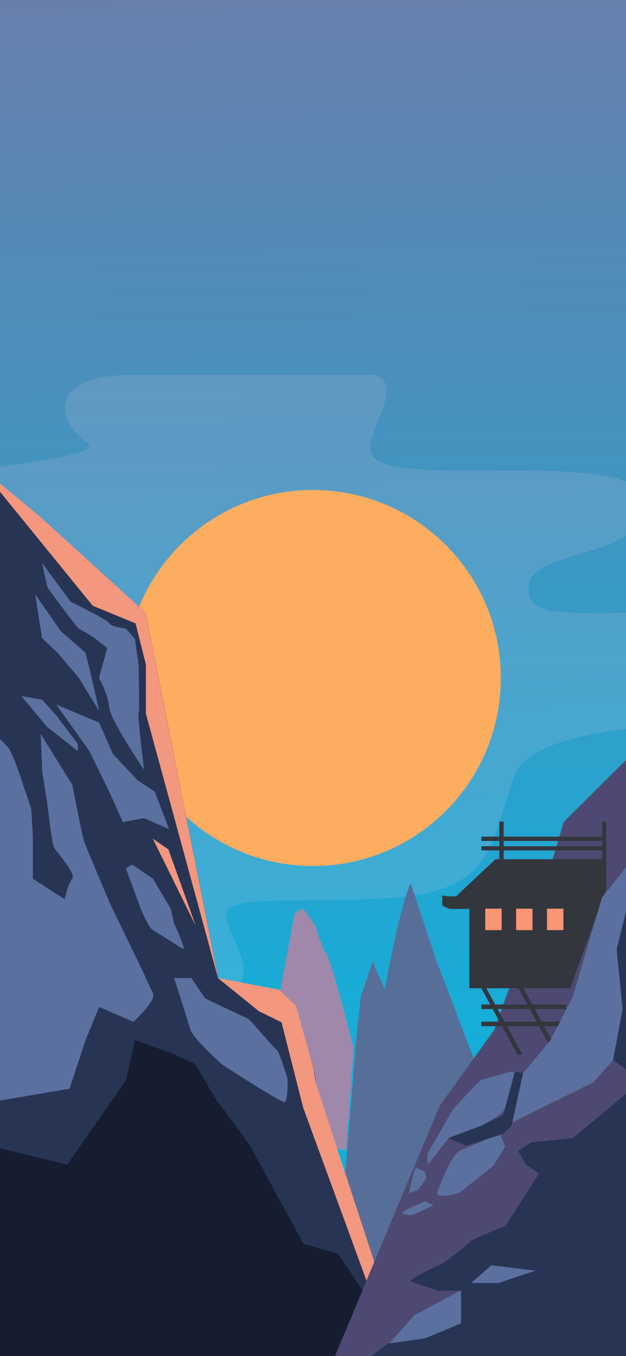 MInimalist phone wallpaper in the Mountain Sunset